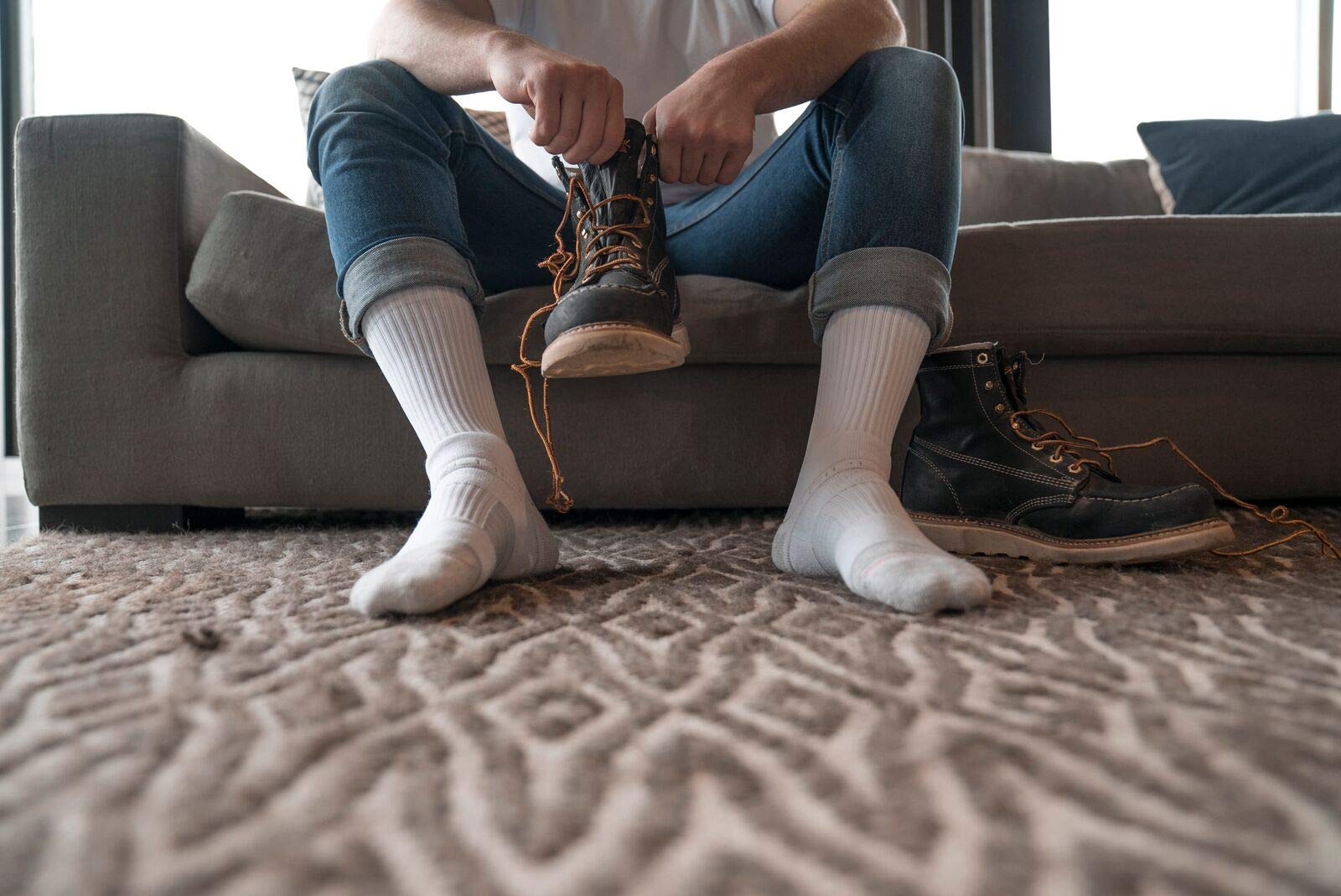 Strideline Basic Crew Socks 8-Pack - Quad-Ply Yarn Padding, Direct Compression & Zoned Cushioning for All-Day Comfort - Perfect for Running, Hiking, Gym & Everyday Wear