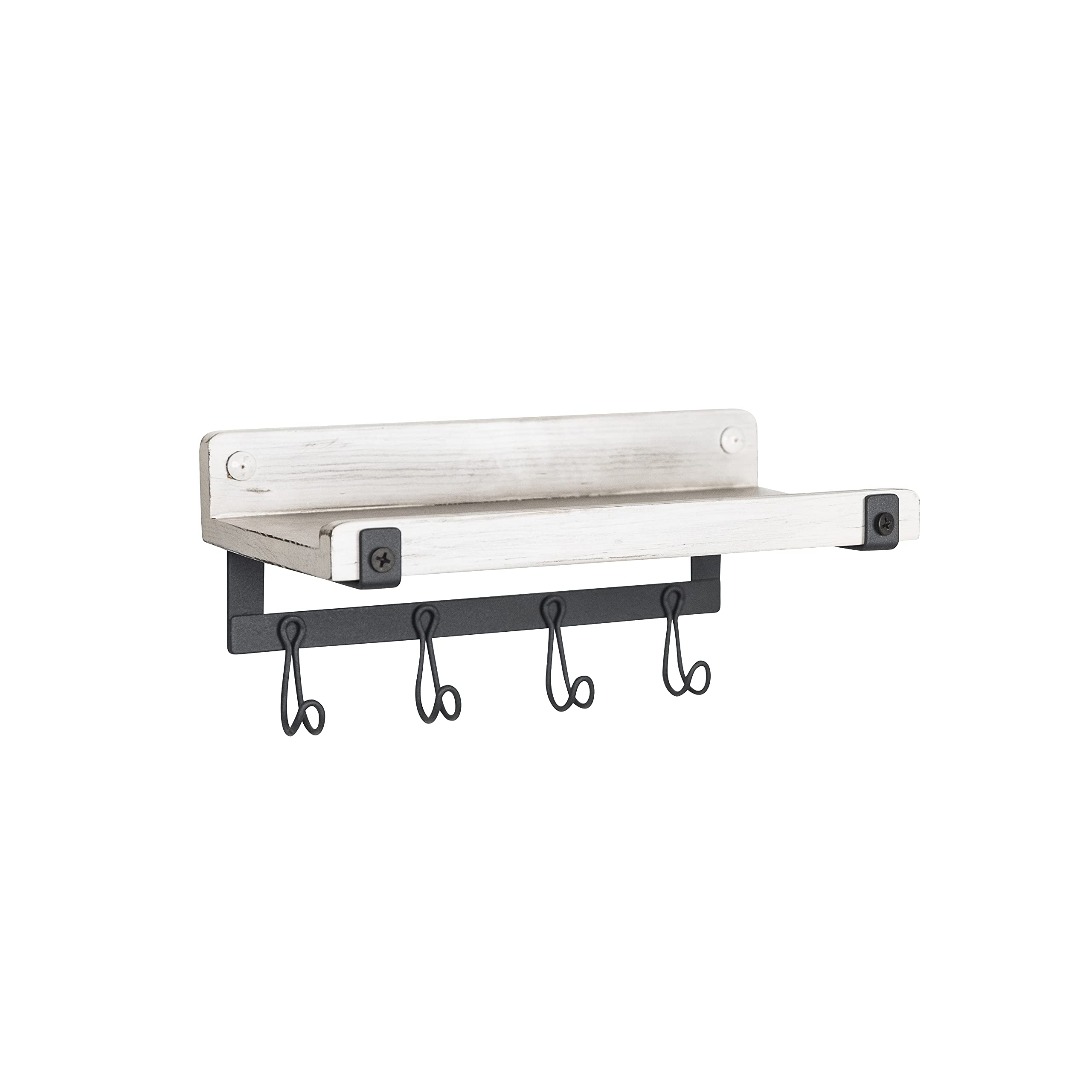 Spectrum Diversified Rowan™ Wall Mount Wood Valet & Hook Station - Entryway Storage Organizer for Keys, Hats & Coats | Perfect for Hallway, Mudroom & Closet Organization