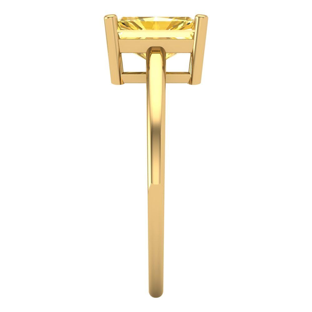 2.0ct Canary Yellow Emerald Cut Simulated Diamond Ring - 14k Gold for Engagement & Anniversary