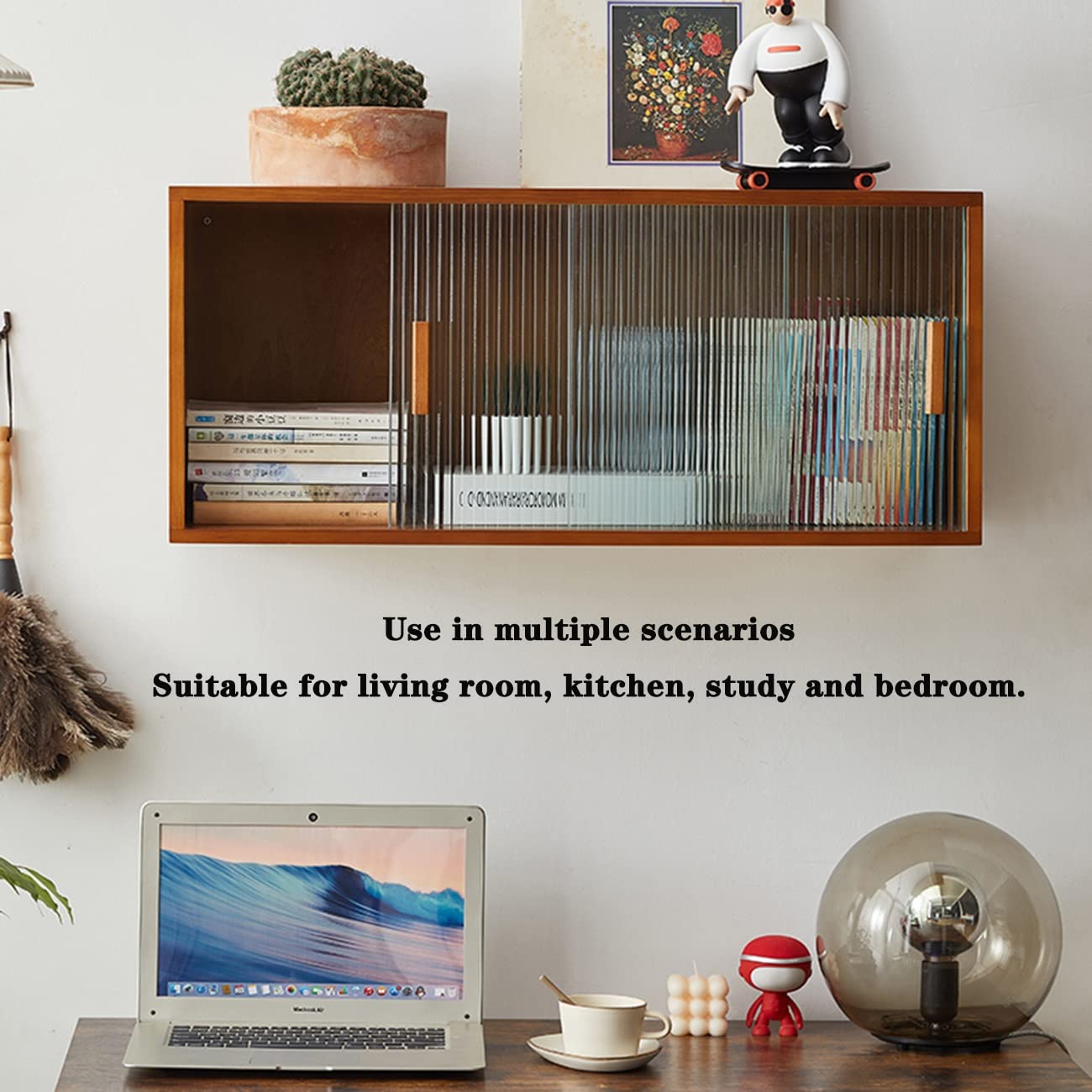 Solid Wood Wall Cabinet - 80x30x35cm Brown Storage Cabinet for Kitchen, Living Room, Entryway & Study | Space-Saving Home Organization Solution for Dishes, Books & Decor