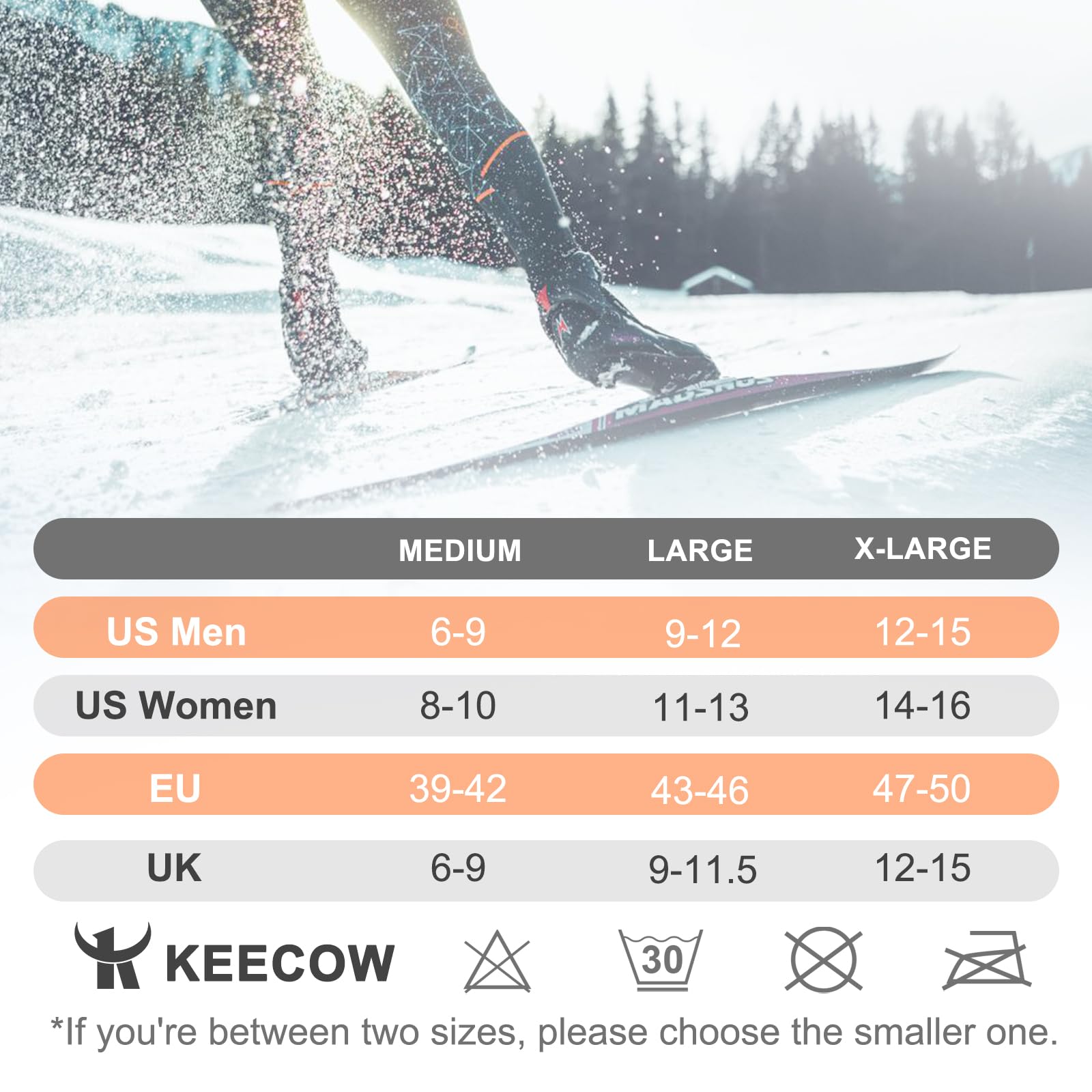 KEECOW Merino Wool Ski Socks for Men & Women - Thermal Warm Winter Snowboard & Hunting Socks (Multipack) - Knee-High Outdoor Socks for Skiing, Snowboarding & Cold Weather Activities