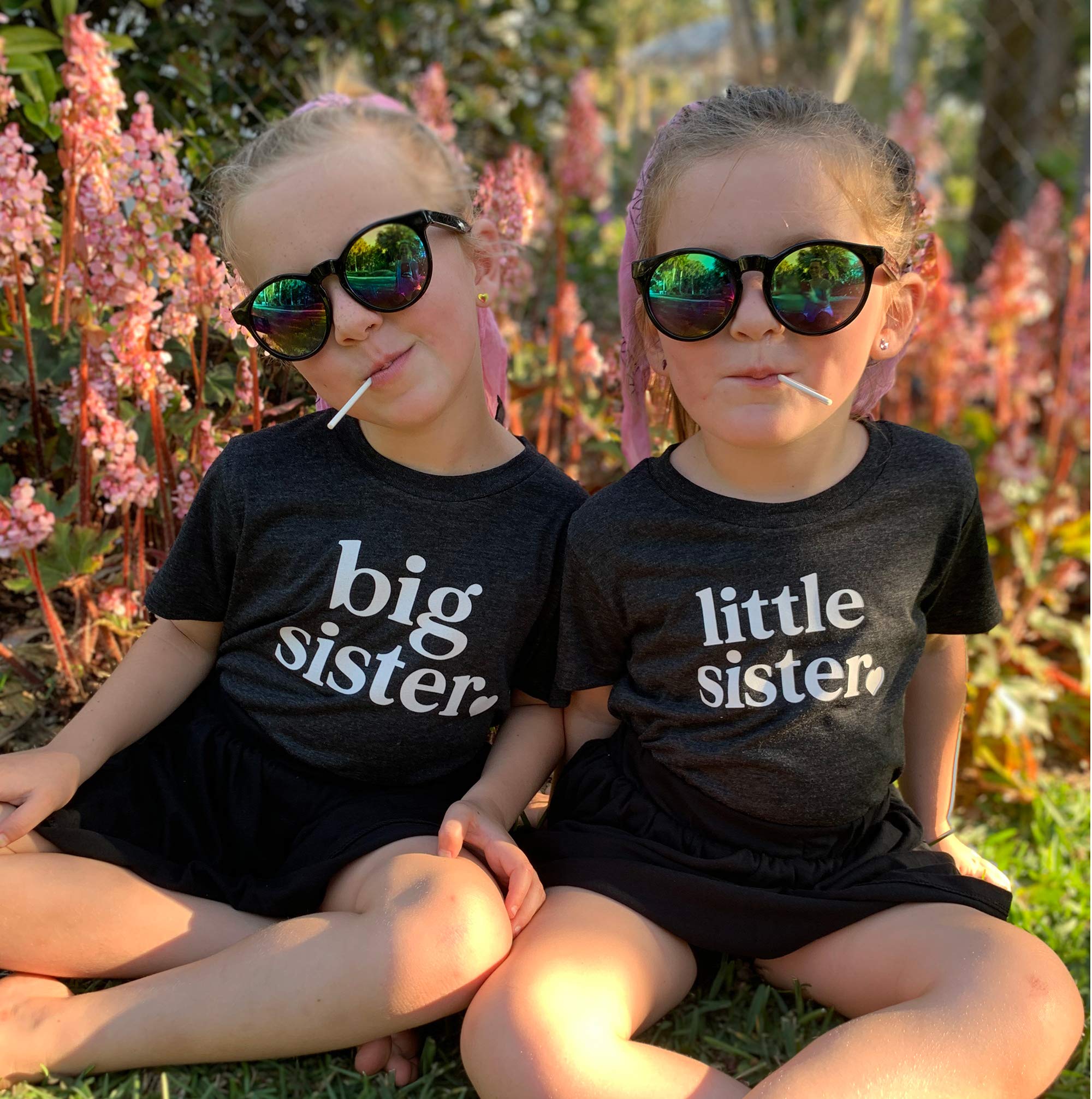 Big Sister & Little Sister Matching Sibling Reveal T-Shirts for Toddler Girls - Cute Baby Announcement Outfits for Family Photos & Gender Reveal Parties