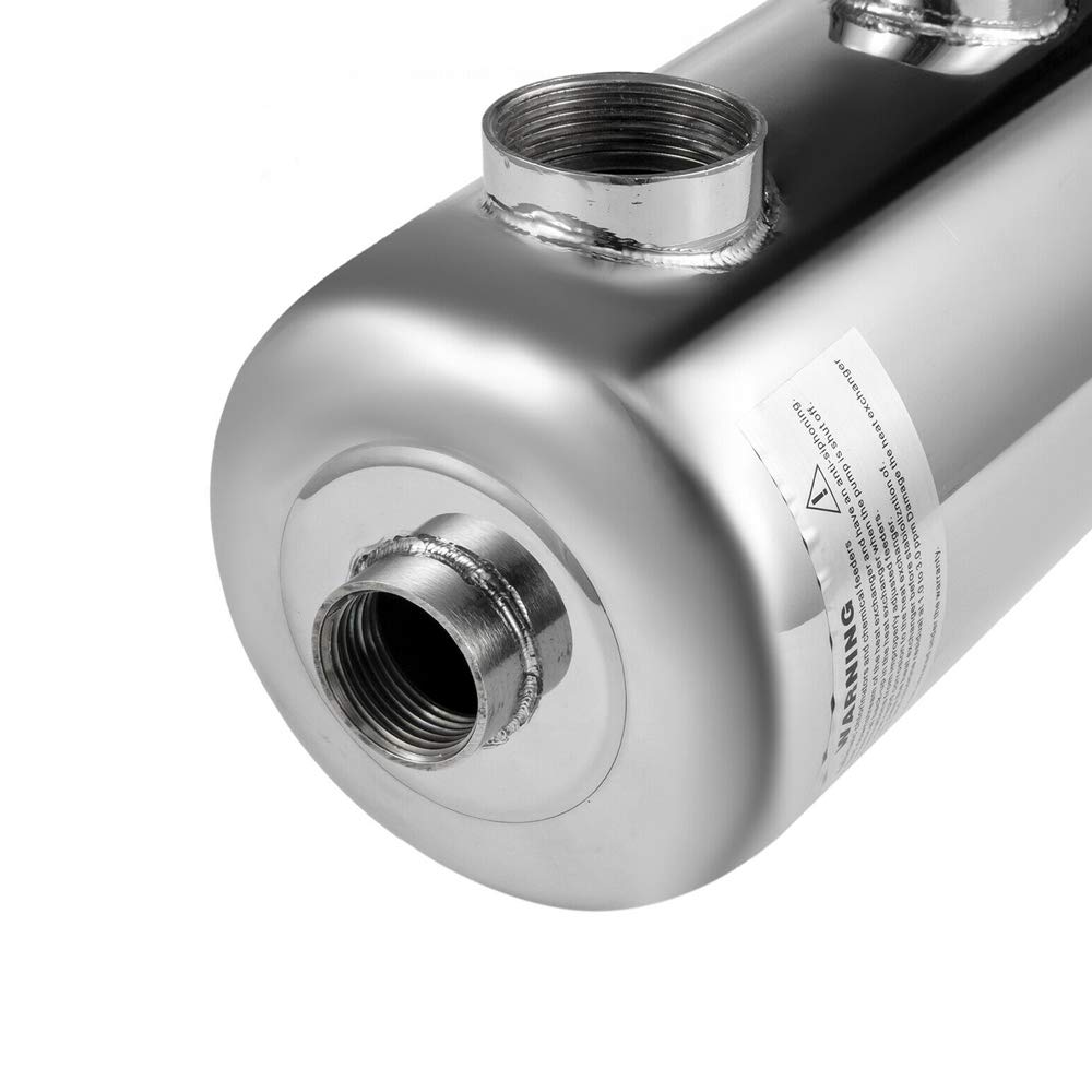 Gdrasuya10 304 Stainless Steel Pool Heat Exchanger - 135K BTU Smart-Heat Tube Shell Design for Sauna & Swimming Pools | Quick Installation, Whole Body Heating Solution | Perfect for Spa, Hot Tub & Home Wellness Systems