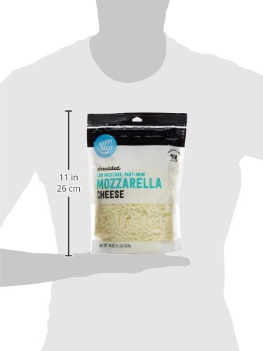 Happy Belly Shredded Low Moisture Part Skim Mozzarella Cheese - 16 oz (Pack of 1) | Perfect for Pizza, Pasta, Salads & Melting Dishes | Amazon Brand