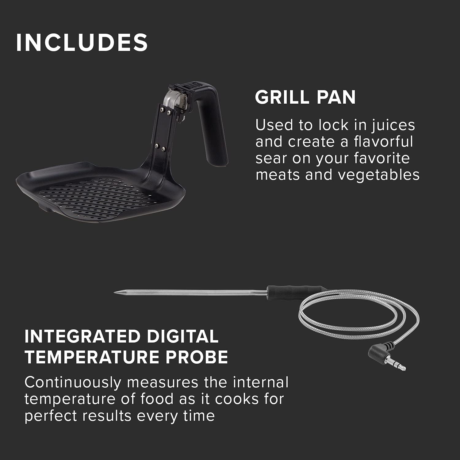 Nuwave Brio 6-Quart Digital Air Fryer with Smart Probe - Healthy Oil-Free Cooking, One-Touch Controls, Removable Divider & Grill Pan - Perfect for Family Meals, Quick Snacks & Low-Fat Diet - Black