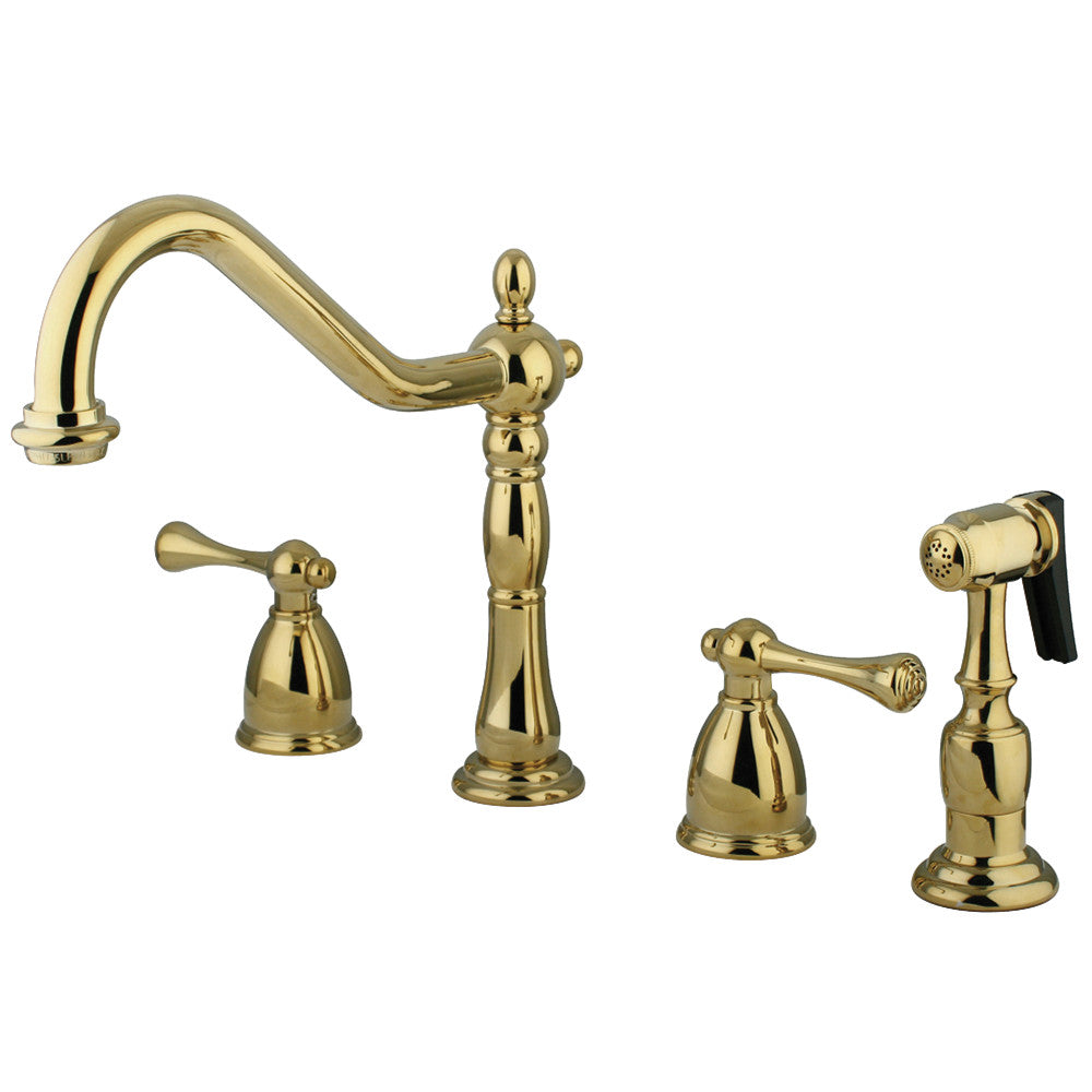 Kingston Brass KB7798BLBS Widespread Kitchen Faucet - Modern 8-Inch Centerset Bathroom Sink Faucet with High Arc Spout for Easy Cleaning | Perfect for Kitchens, Bathrooms, and Utility Sinks