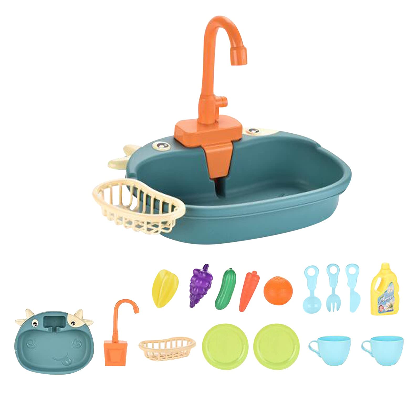 16 Pack Sink Toys with Running Water - Real Faucet Play Kitchen Set for Toddlers & Kids - Educational STEM Bath Toys for Boys & Girls - Perfect for Pretend Play, Sensory Development & Birthday Gifts