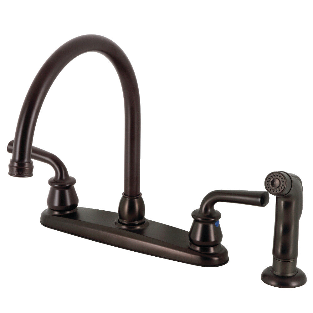 Kingston Brass KB728RXLSP 8-Inch Centerset Kitchen Faucet with Side Sprayer - High Arc Pull-Out Sprayer, Durable Brass Construction for Modern Farmhouse & Traditional Kitchens - Perfect for Washing Dishes, Filling Pots & Cleaning Countertops