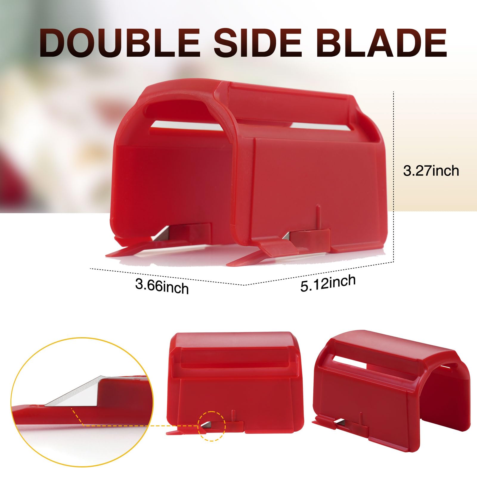 2Pcs Heavy Duty Wrapping Paper Roll Cutter Tool with 4 Replaceable Blades - Green & Red Paper Cutter for Crafting, Classroom, Home, Birthday & Christmas Gifts - Perfect for DIY Projects, Gift Wrapping & Holiday Decorations
