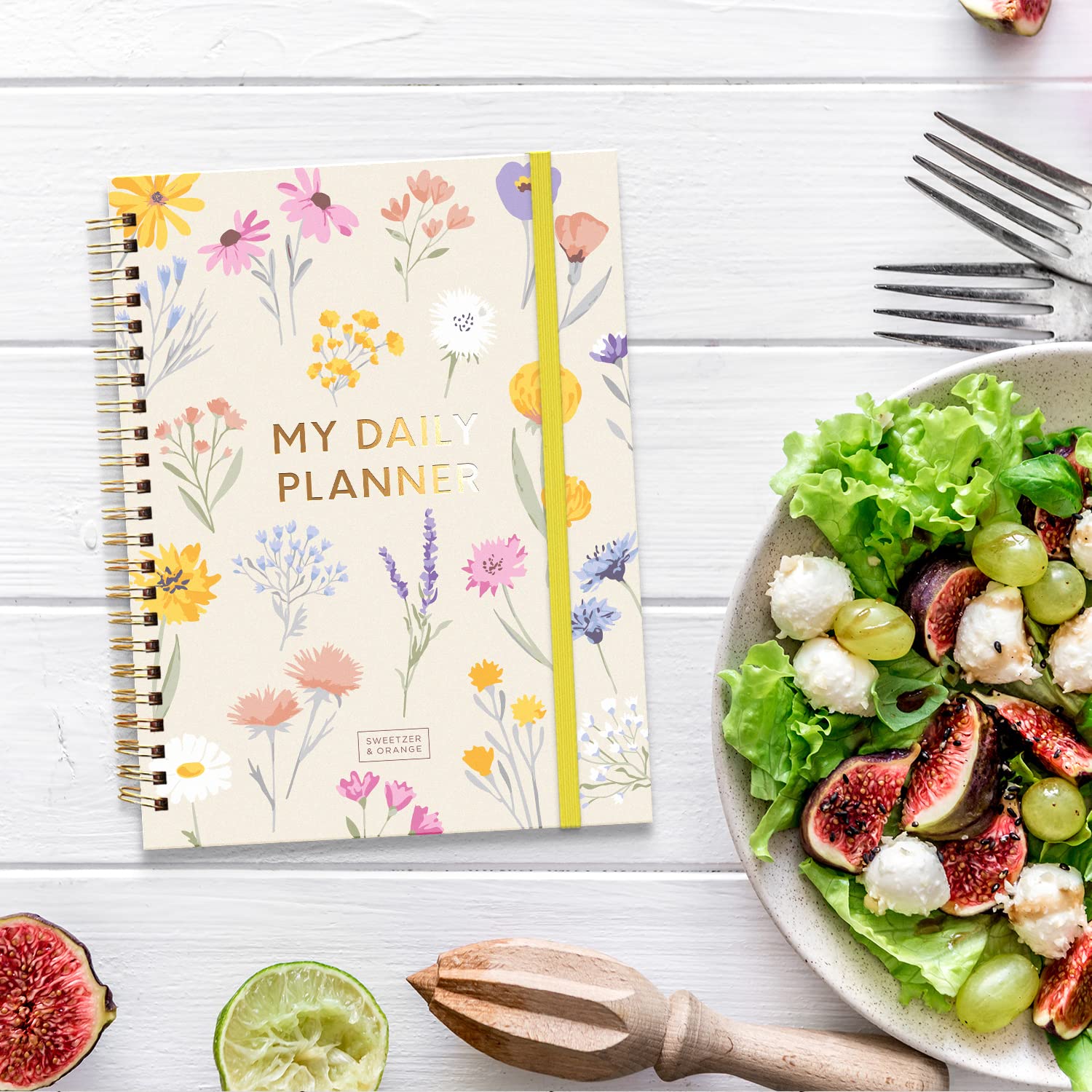 Sweetzer & Orange Undated Planner with Meal, Habit & Routine Tracker - Daily To-Do List Notebook for Students, Work & Productivity (ADHD Friendly) - Floral Design Organizer for College, Fitness & Goal Tracking | Perfect for Scheduling, Time Management & Personal Growth
