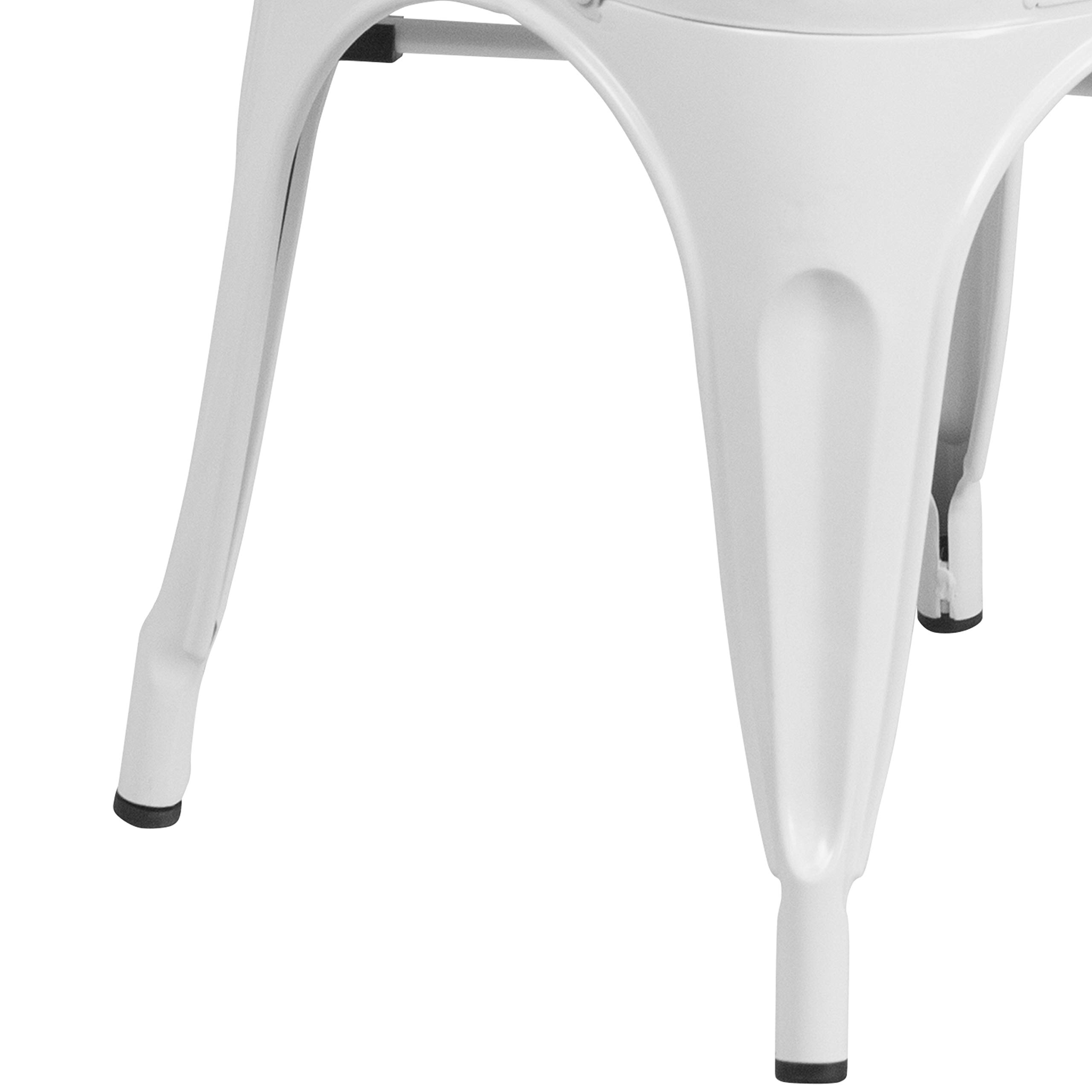 4 Pack White Metal Stackable Chairs for Indoor & Outdoor Use - Durable Bistro & Restaurant Chairs - Perfect for Dining, Cafes, Patios & Events
