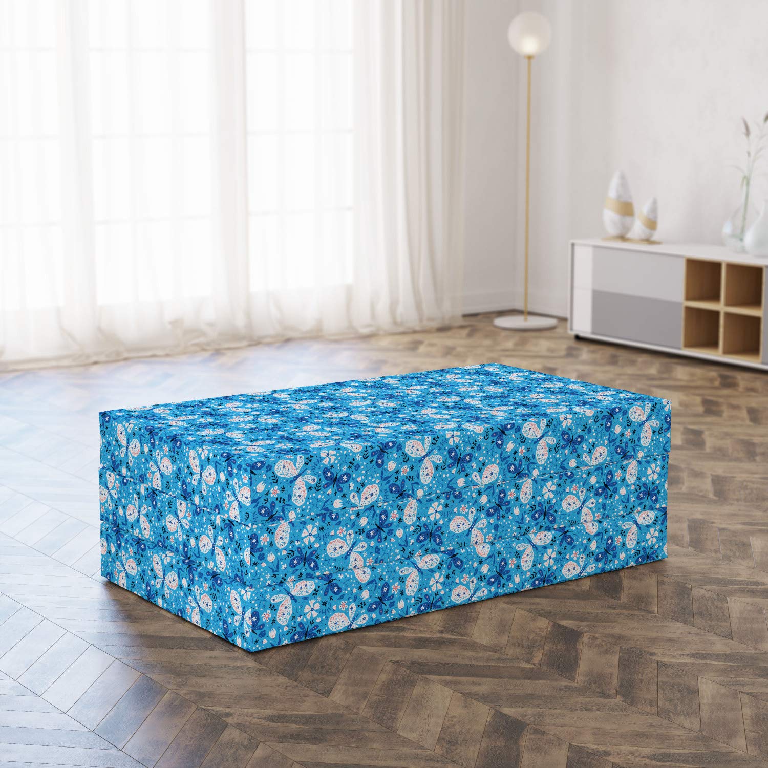 Ambesonne Spring Foldable Mattress - Butterfly Floral Design, 78.7
