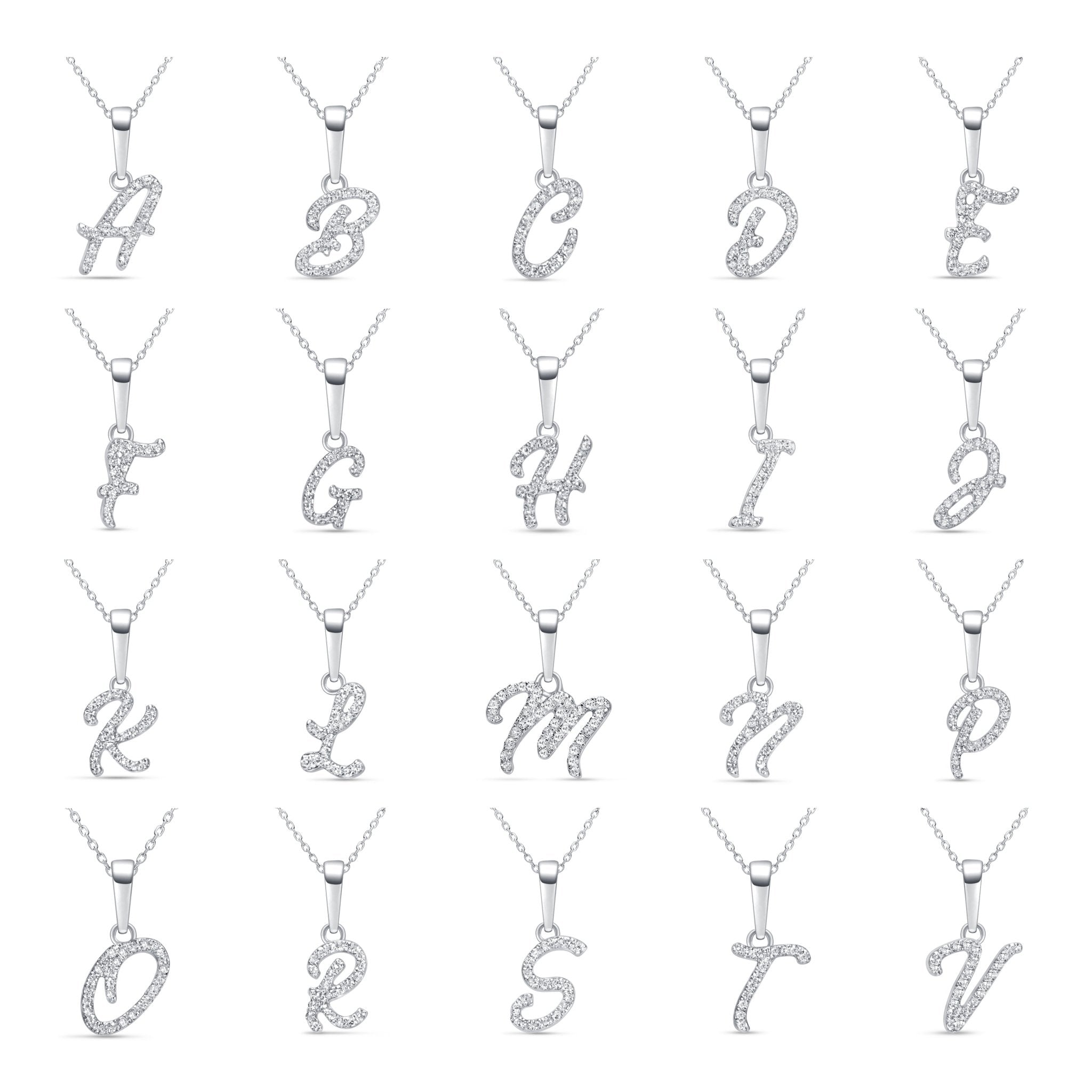 14K White Gold Diamond Initial Necklace - Personalized Cursive Letter Pendant for Women - Perfect Gift for Birthday, Anniversary & Valentine's Day