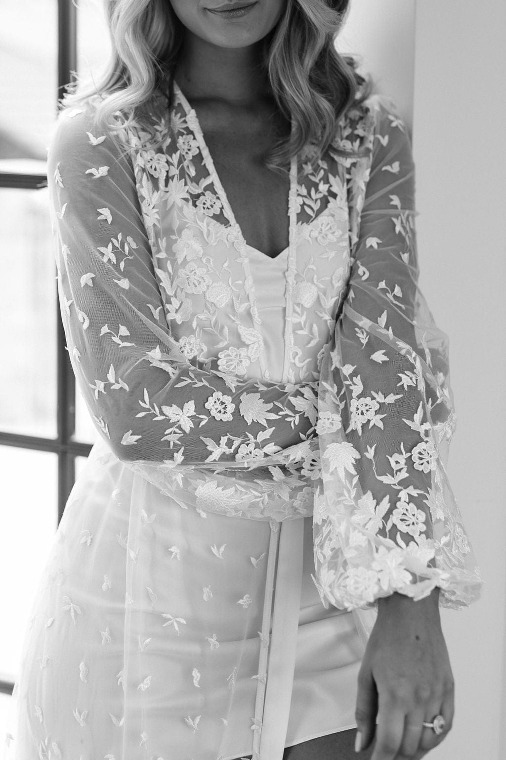 Adele Lace Maxi Bridal Robe with Slip - Elegant Wedding Gown for Brides, Bridal Party & Photoshoots - Perfect for Getting Ready, Ceremony & Honeymoon