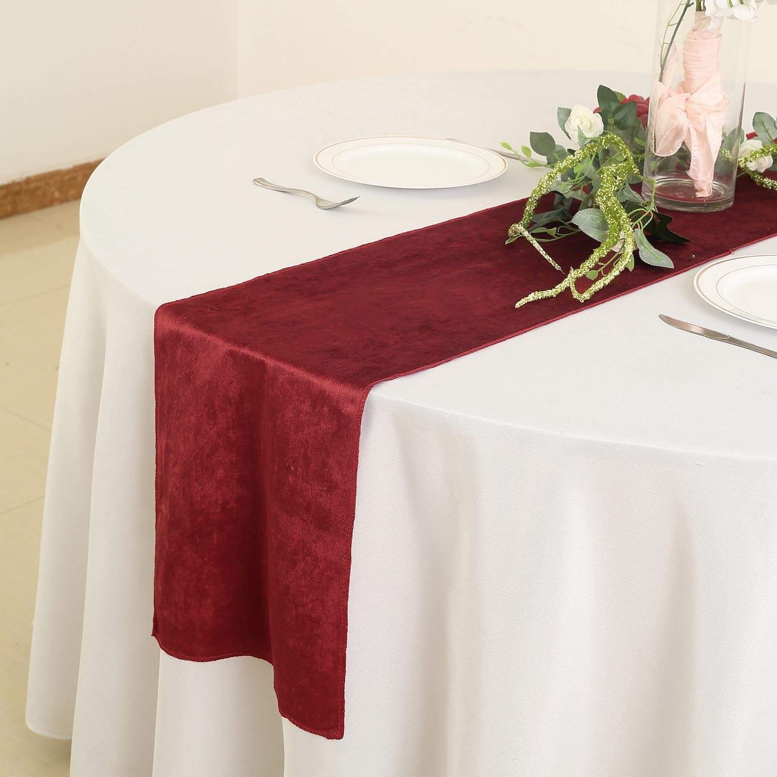 12x107 Inch Premium Velvet Table Runner - Elegant Wedding & Event Table Linens - Perfect for Weddings, Banquets, and Home Decor
