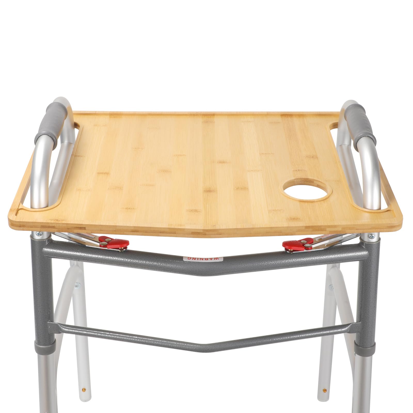Walker Tray with Cup Holder - Adjustable Bamboo Tray Table for Seniors, Crafts & Laptops - Lightweight Walker Accessories for Mobility Aids, Bedside & Wheelchair Use (Bamboo Wood)