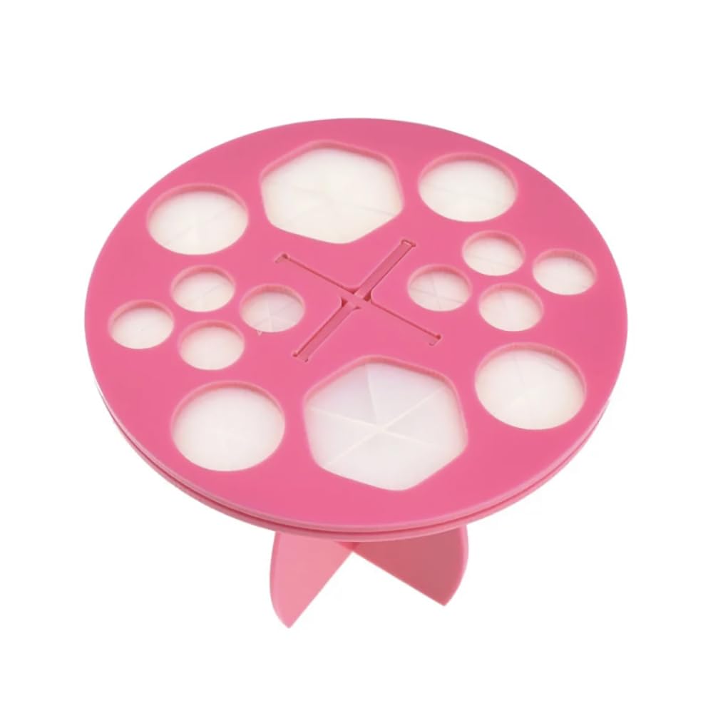 MERISH 14 Hole Makeup Brush Drying Rack & Holder Stand - Pink Cosmetic Organizer for Professional Makeup Brushes | Perfect for Salon, Home Vanity & Travel Makeup Storage