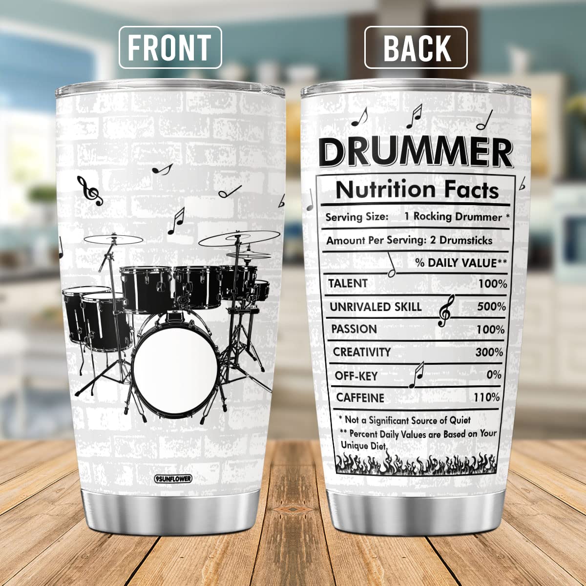 Insulated Stainless Steel Coffee Tumbler with Lid - Double Wall Travel Mug for Hot & Cold Drinks - Perfect Gift for Musicians, Drummers & Music Teachers - Great for Band Practice, Studio Sessions & On-the-Go Use