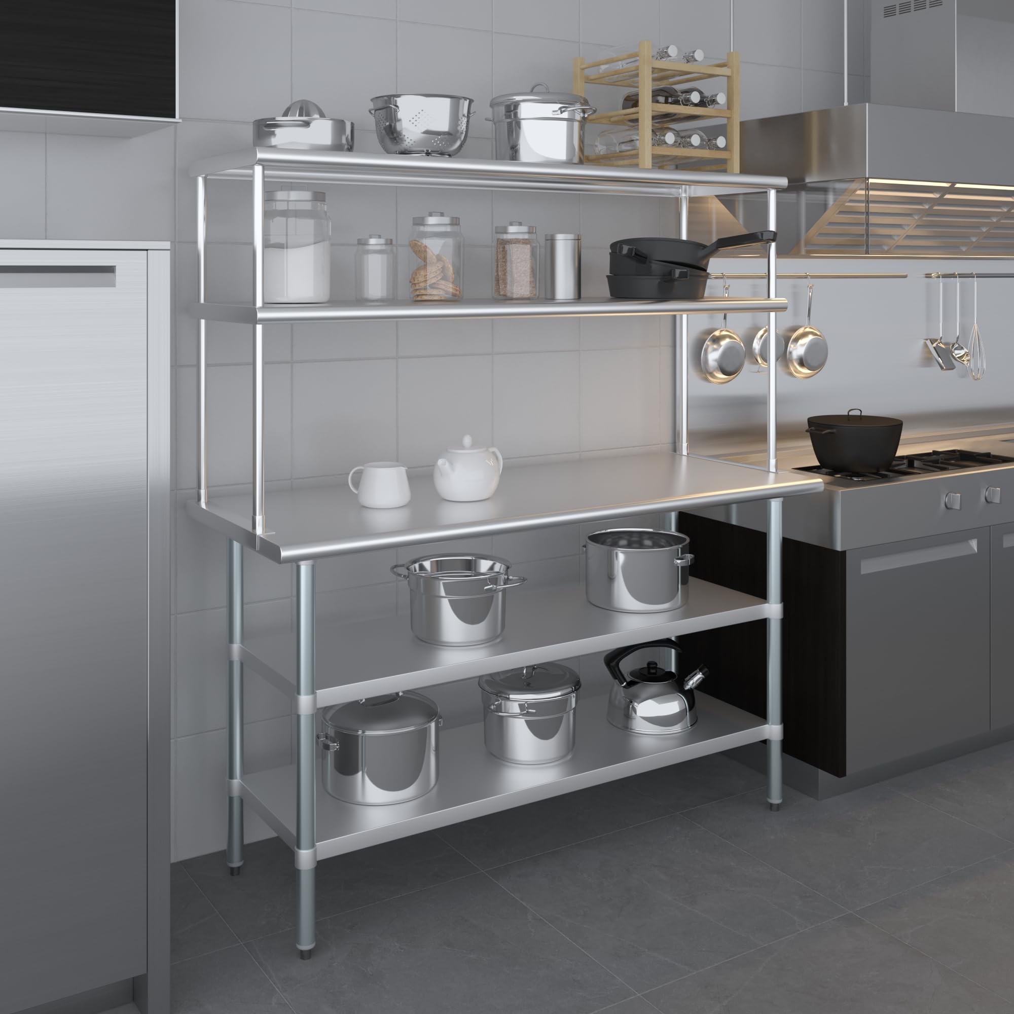 Amgood Stainless Steel Work Table with 2 Shelves - 24