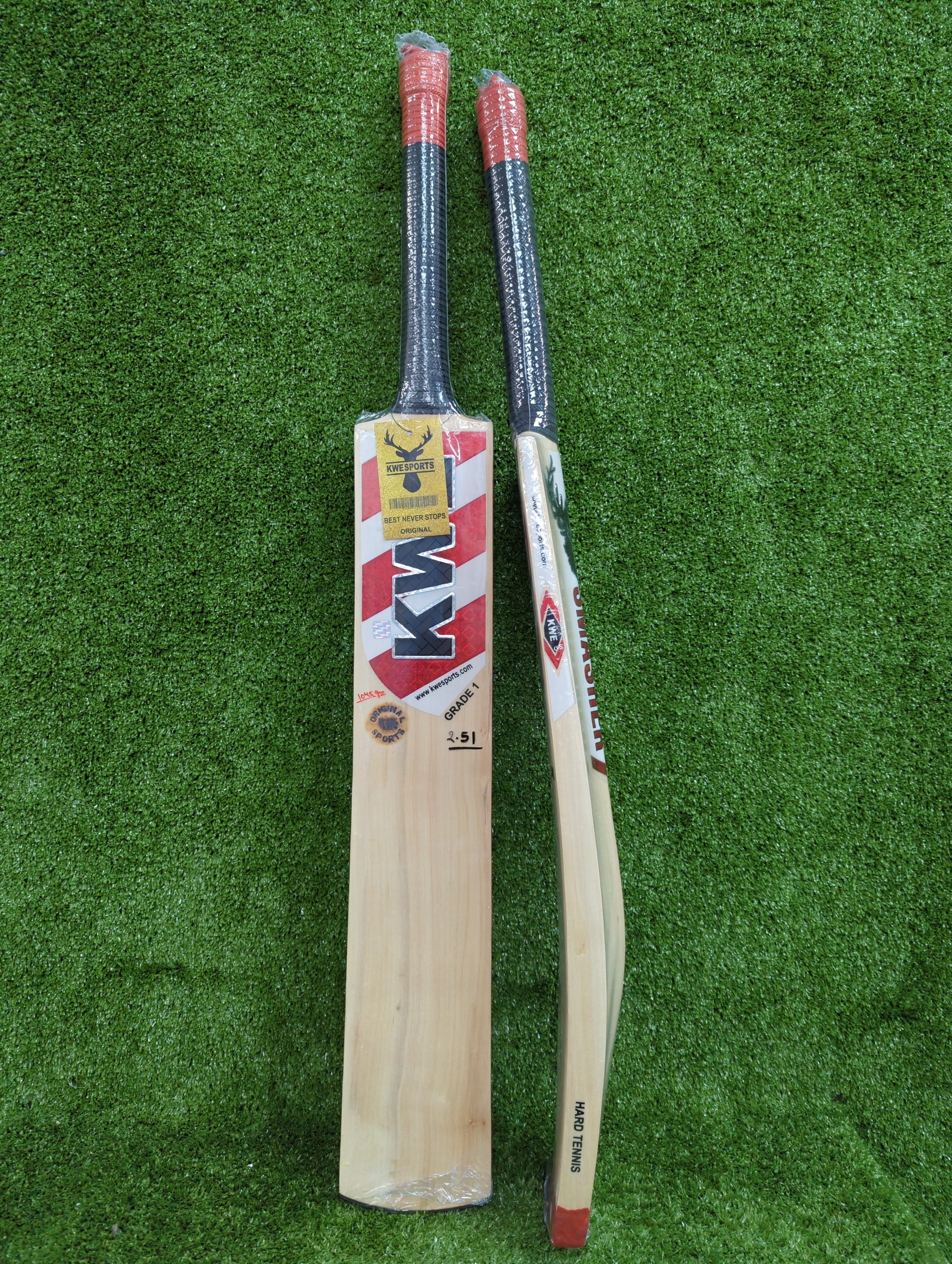 Kwesports Smasher Pro 2.0 Hard Tennis Cricket Bat - Premium Kashmir Willow Wood - Perfect for Tennis & Cricket Training, Practice Matches, and Professional Play