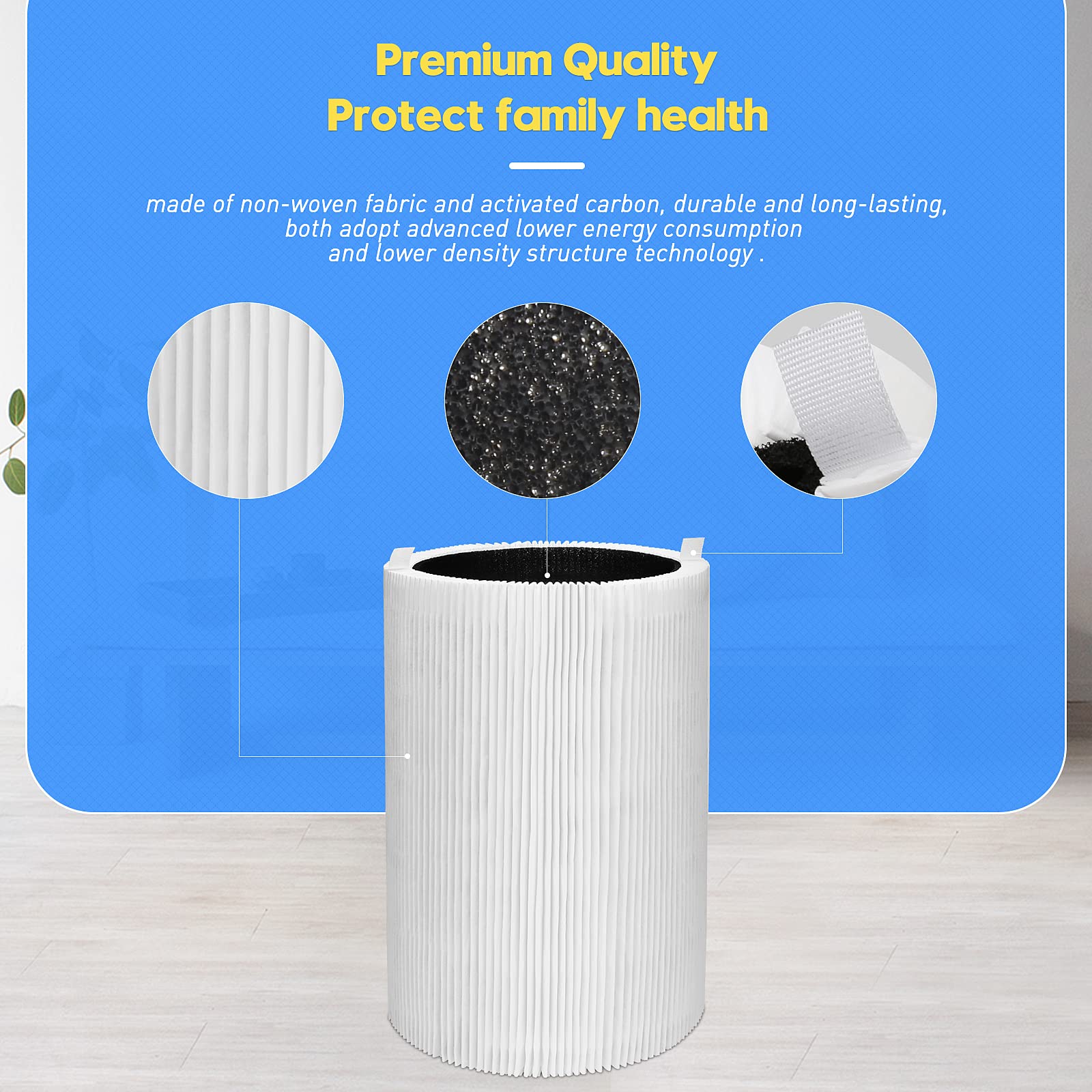 Blue Pure 411 Replacement Filters - Compatible with Blueair Blue Pure 411, 411+, 411 Auto & Mini Air Purifiers - 2 Particle + 2 Activated Carbon Filters - Perfect for Home, Office & Bedroom Air Purification