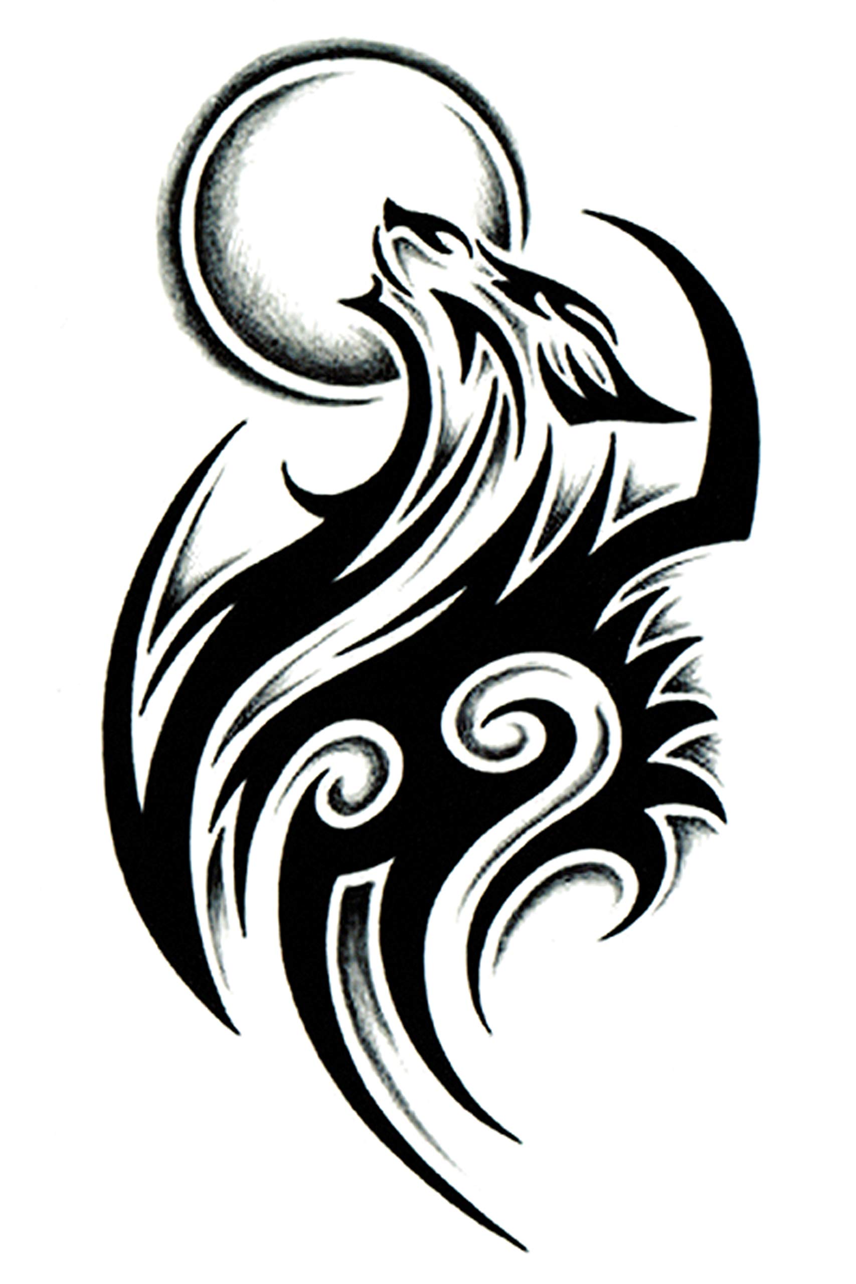Waterproof Temporary Tattoo Stickers for Men & Women - 3D Realistic Flowers, Butterflies, Stars, Wolves & Armband Designs (19x12cm) | Perfect for Parties, Halloween Costumes & Body Art | TBS-8088