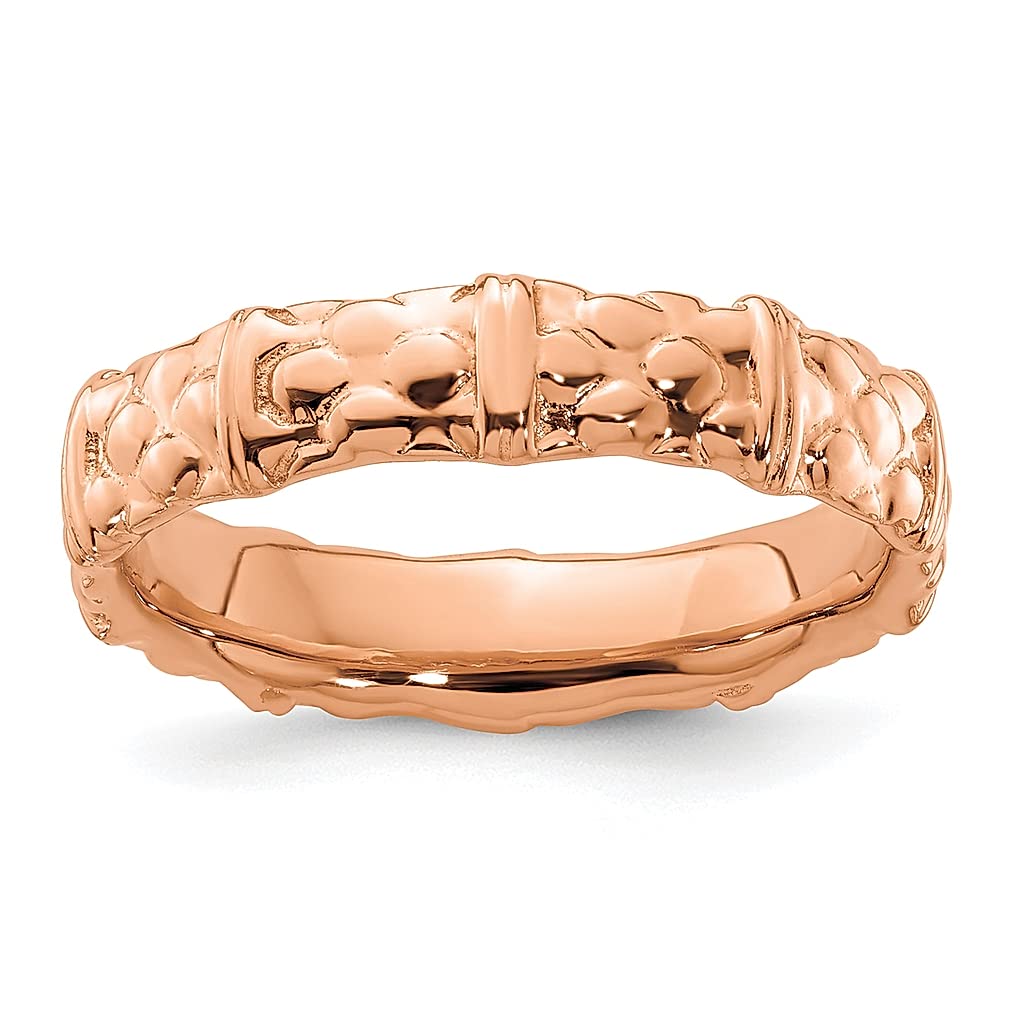 925 Sterling Silver Pink Plated Stackable Band Ring for Women - Elegant Fine Jewelry Gift for Her, Perfect for Valentine's Day, Anniversary, Birthday & Everyday Wear