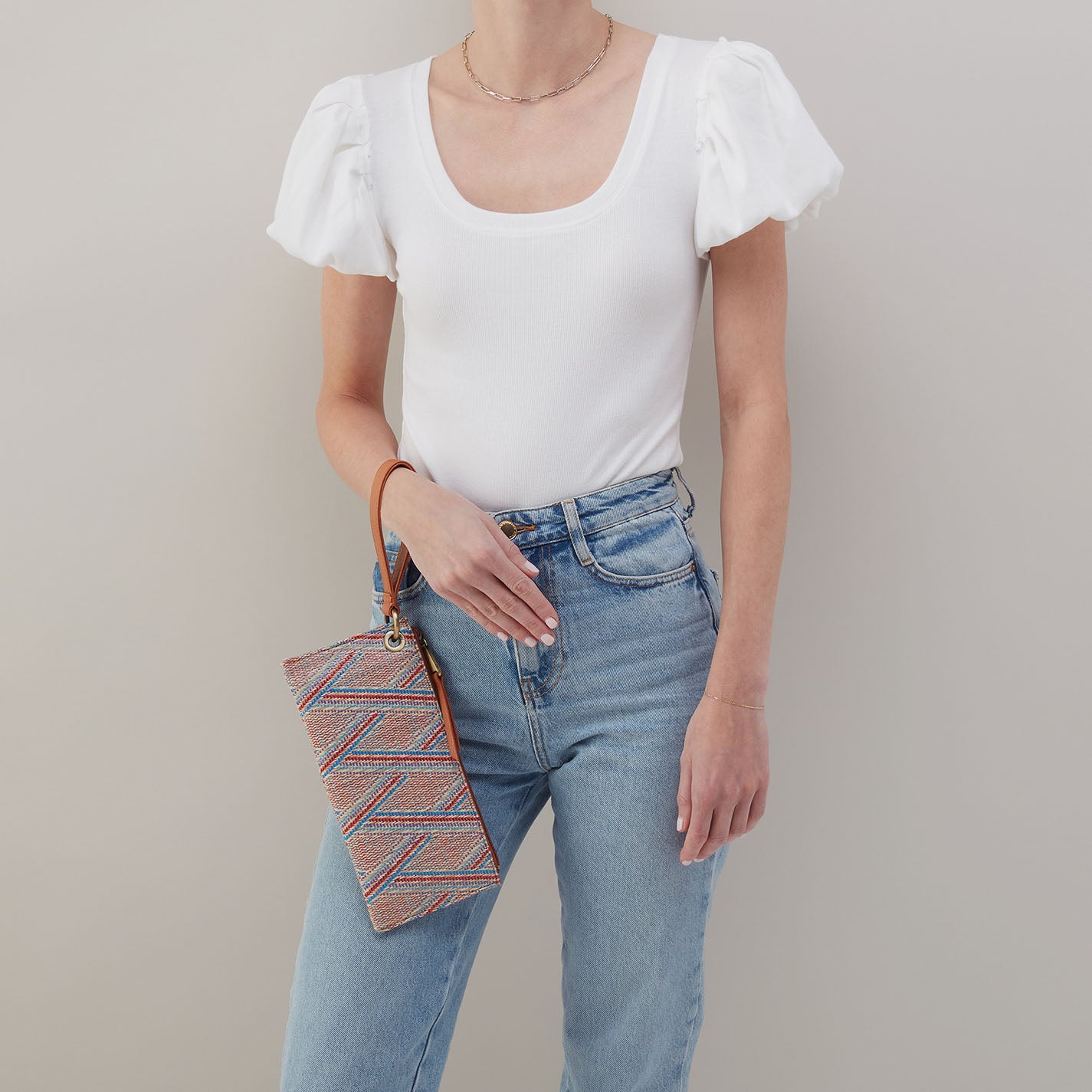 Vida Wristlet Handbag - Multi Weave Crossbody Purse with Leather Trim in Sunset Raffia | Perfect for Women's Everyday Use, Travel & Shopping
