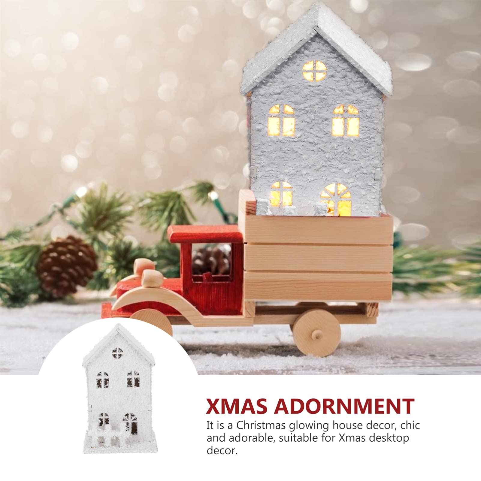 OSALADI 2-Piece Christmas Village House Set with LED Lights - Snowy Winter Village Decor for Holiday Tabletop, Mantel, or Christmas Tree Display