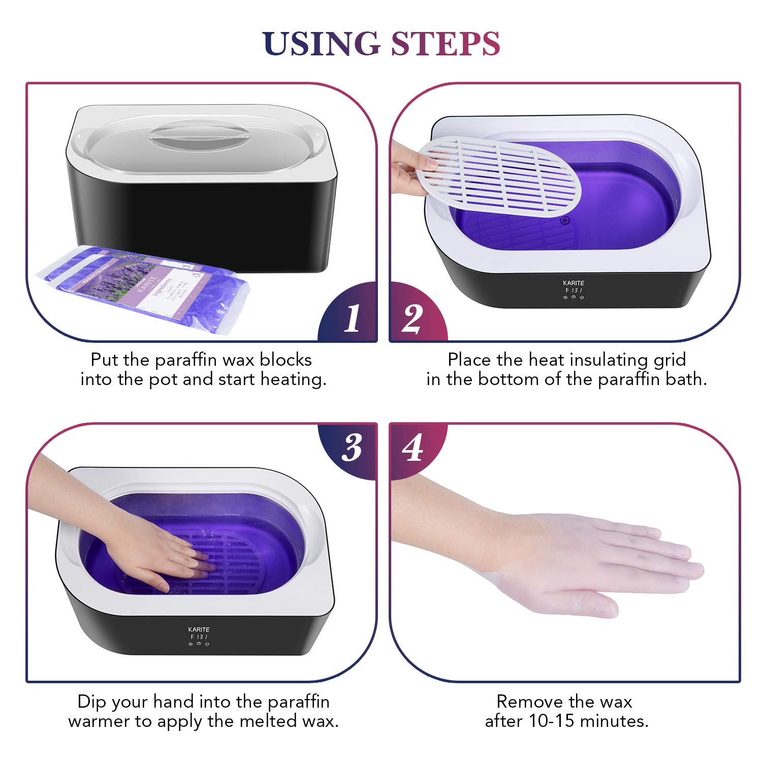 Karite 4000ml Paraffin Wax Bath Warmer Machine for Hands & Feet - Auto Timer & Keep Warm Moisturizing Therapy Kit for Arthritis Pain Relief - Perfect for Home Spa, Nail Salons & Physical Therapy