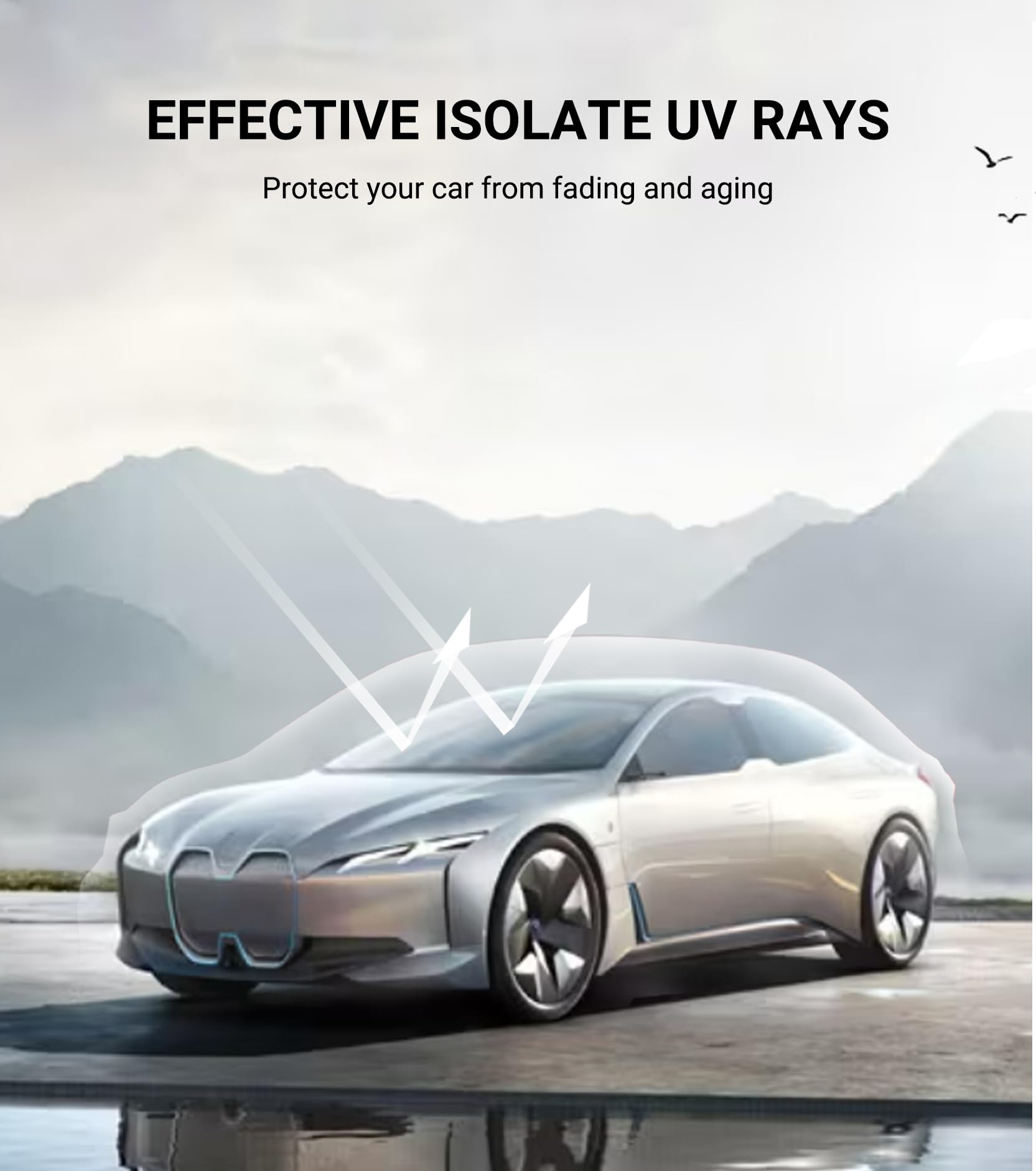 Premium Car Windshield Sunshade for Tesla Model 3 (2018-2025) & Model Y (2020-2025) - Reflective Metallic Sun Protector for UV Ray Blocking & Heat Reduction - Perfect for Summer Parking & Interior Protection