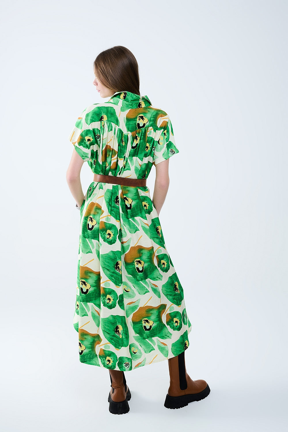 Floral Bliss Robe in Warm Green Tones - Soft & Comfortable Loungewear for Spa, Yoga, and Relaxation at Home