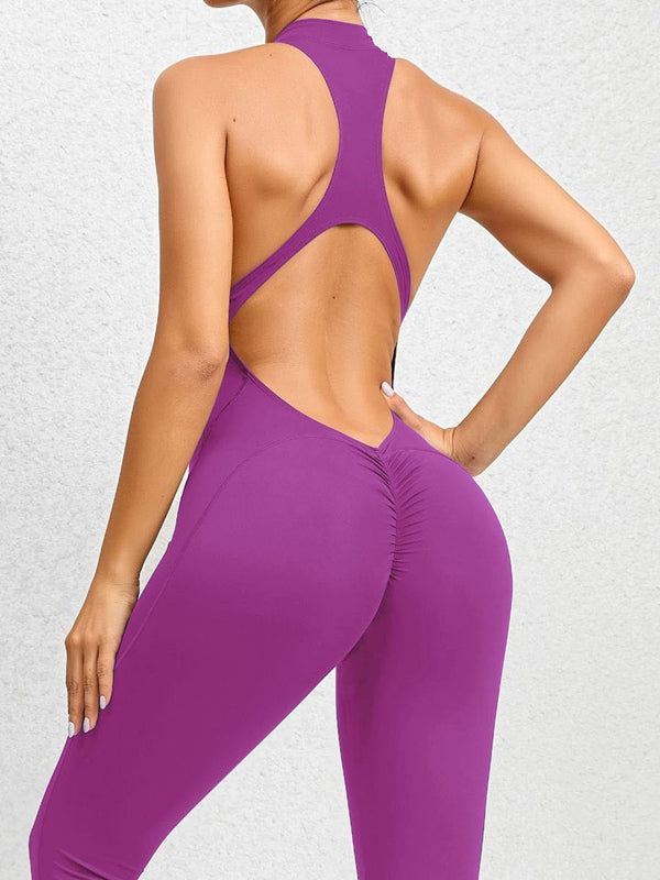 ZASUWA Women's Backless Zipper Scrunch Bum Jumpsuit - Sexy Bodycon Romper for Night Out, Party & Date Night