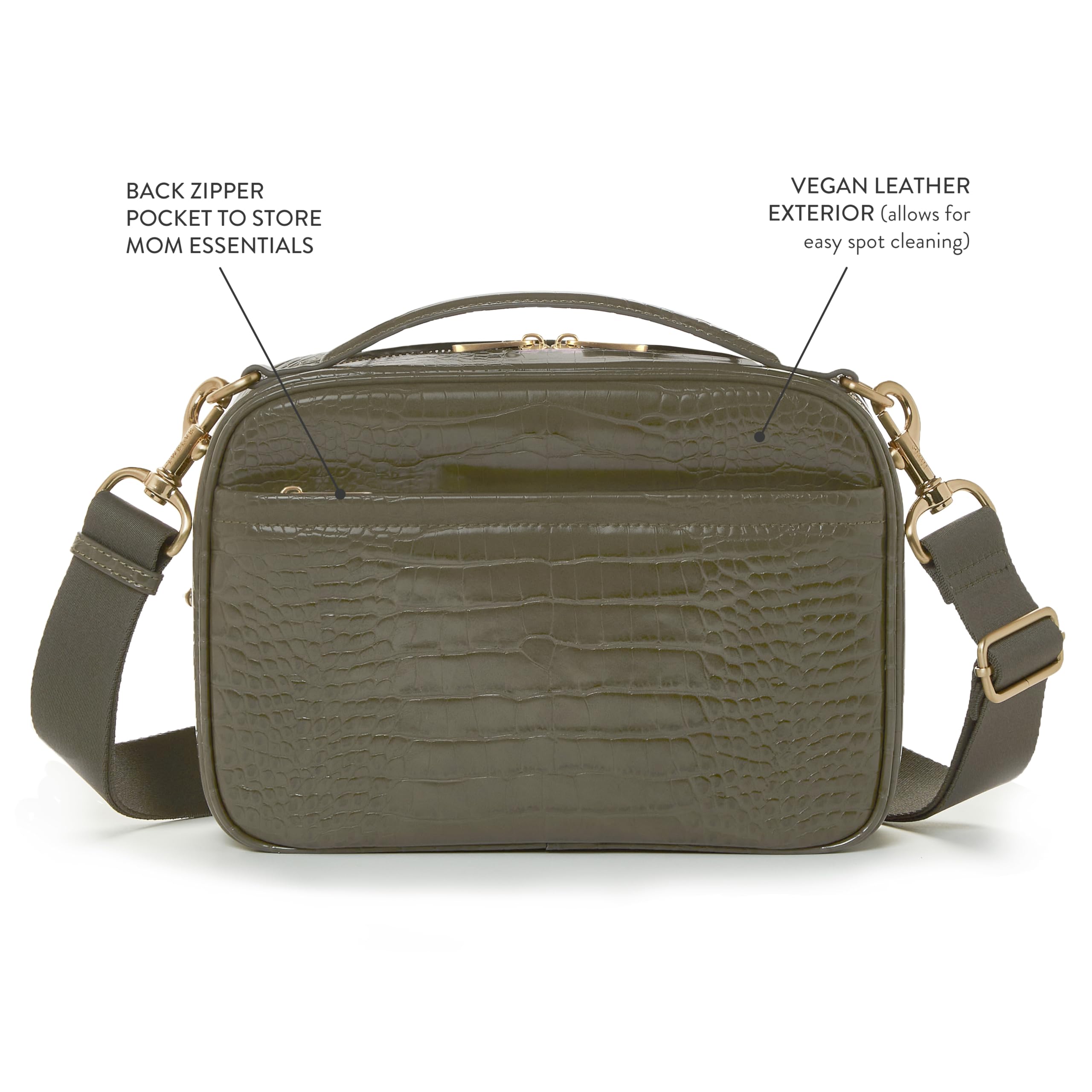 TWELVElittle Luxe Diaper Clutch - Stylish Crossbody Diaper Bag with Portable Changing Pad, Zip Out Pouch & Wipes Case | Perfect for Moms On-The-Go, Travel & Quick Diaper Changes