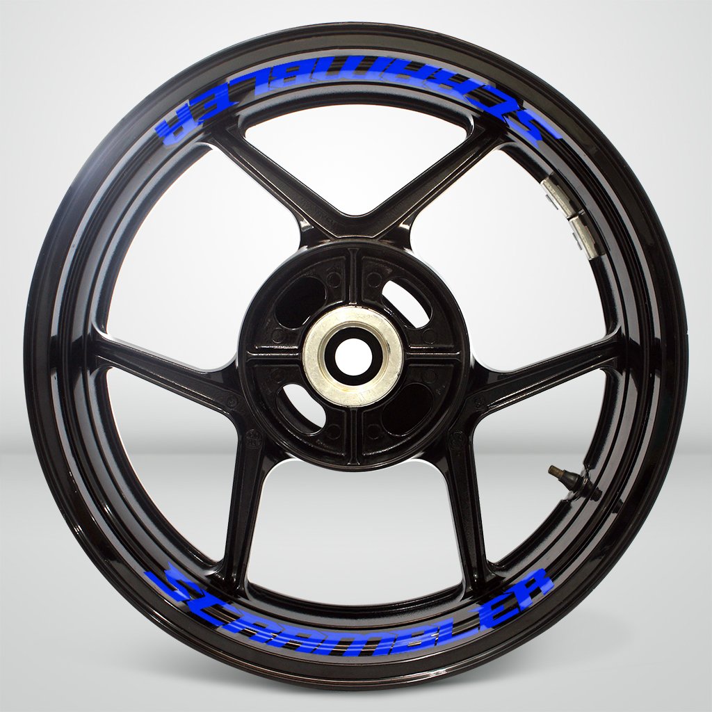 Glossy Blue Motorcycle Rim Tape Stickers - Compatible with Ducati Scrambler - High Quality Vinyl Decals for Bike Wheels - Perfect for Customization and Racing Enthusiasts