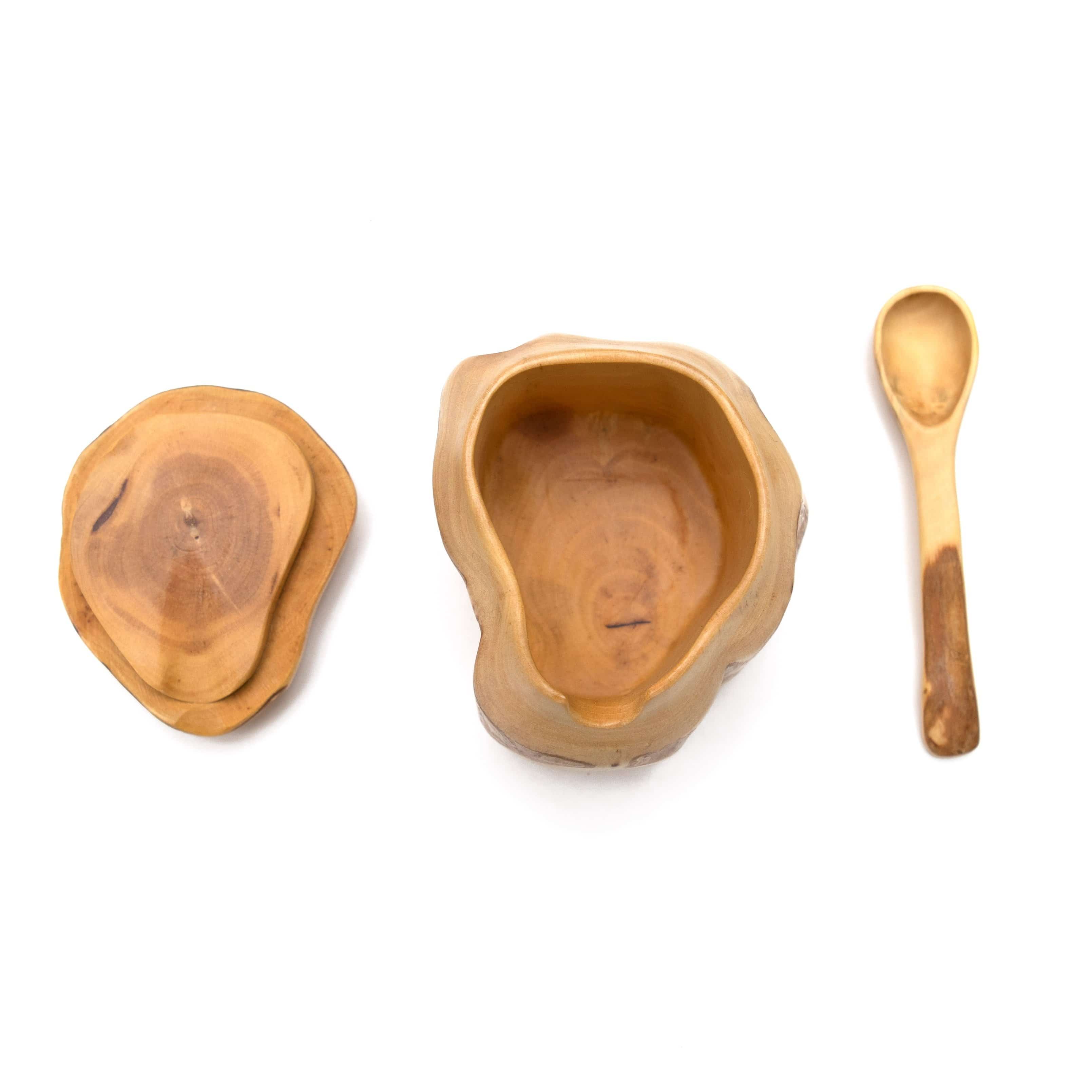 Premium Coffeewood Sugar Bowl and Spoon Set - Natural Wooden Sugar Container with Spoon for Coffee, Tea, and Desserts - Perfect for Home, Cafe, and Restaurant Use