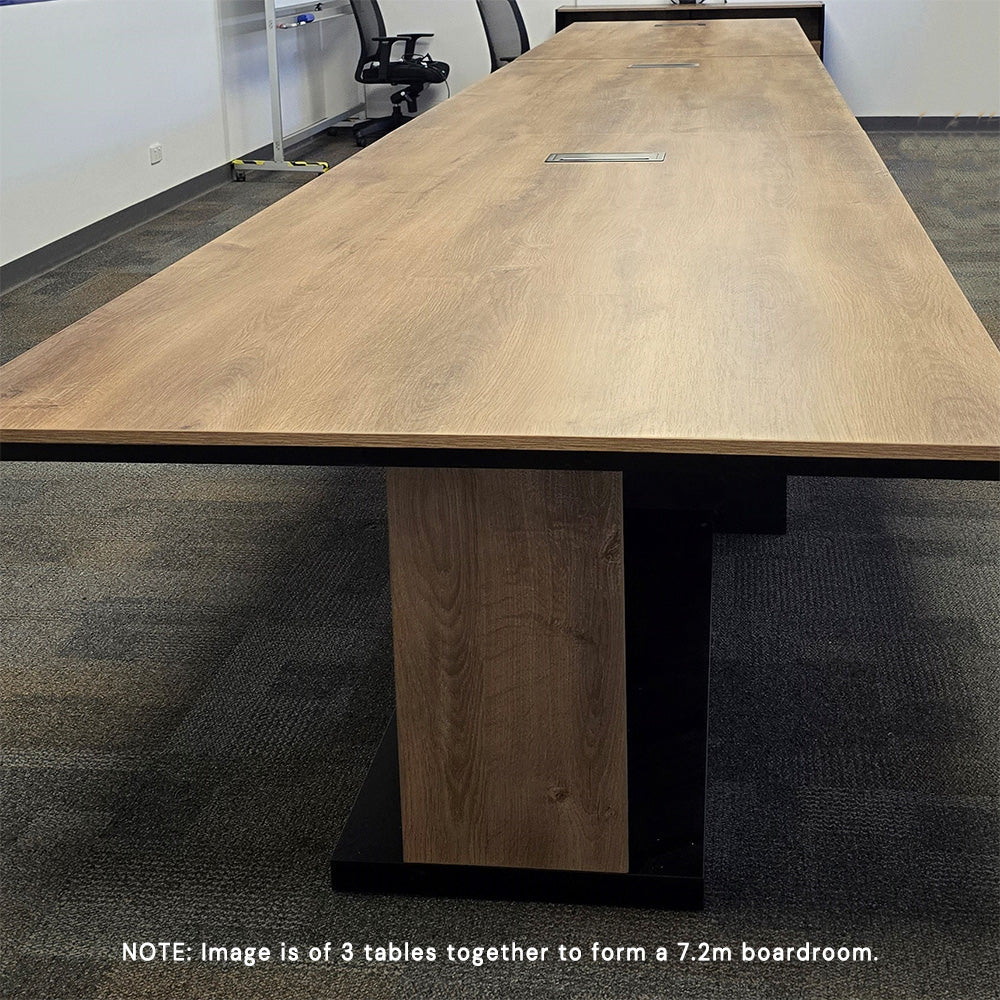 Premium ZEA Boardroom Conference Table 2.4M (8ft) - Warm Oak & Black Finish - Ideal for Office Meetings, Corporate Presentations & Executive Workspaces