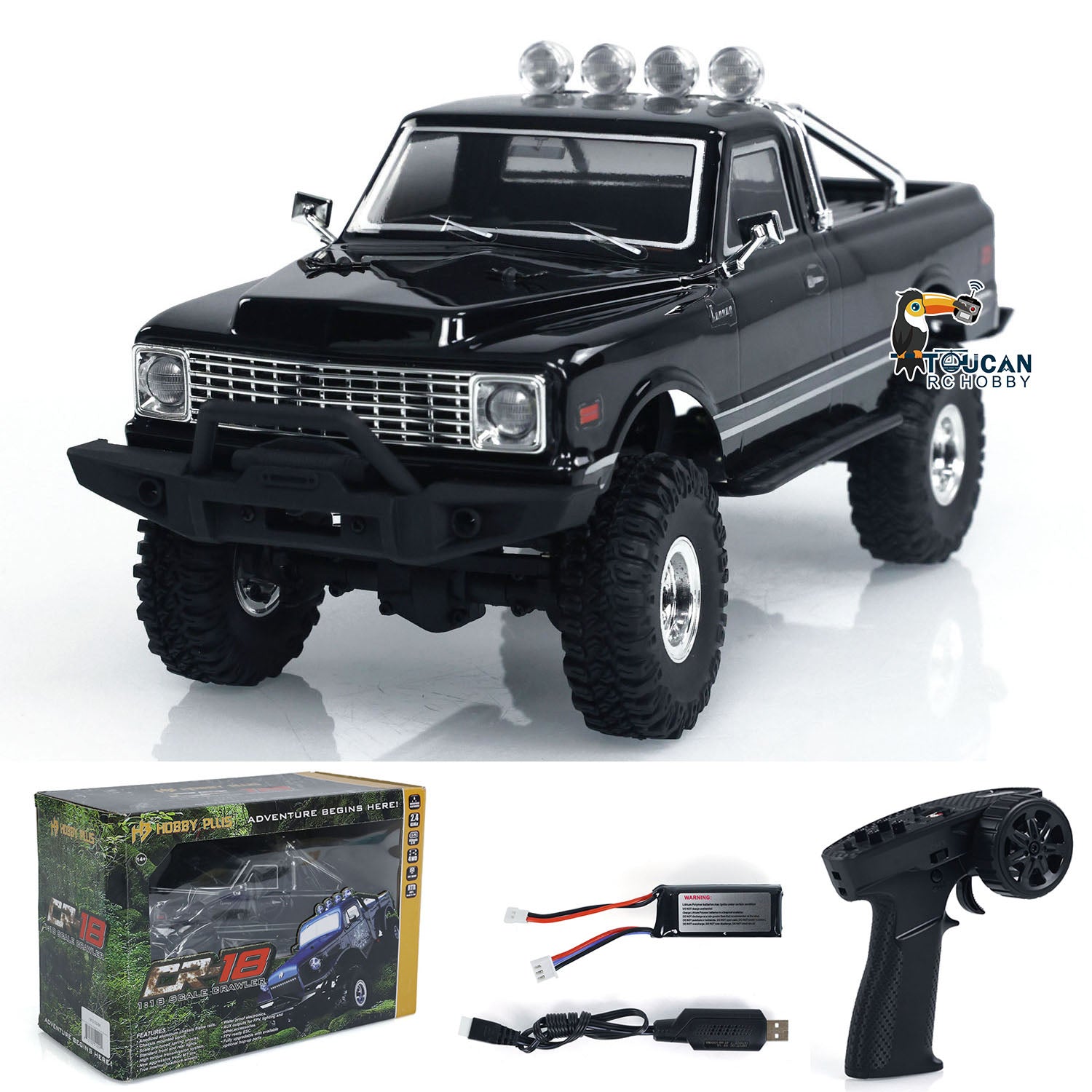 1:18 Scale 4x4 RC Crawler Car - Hobby Plus CR18 Off-Road Remote Control Vehicle (RTR or DIY Kit) for Adults & Kids - Rock Crawling, Trail Adventures & Backyard Fun