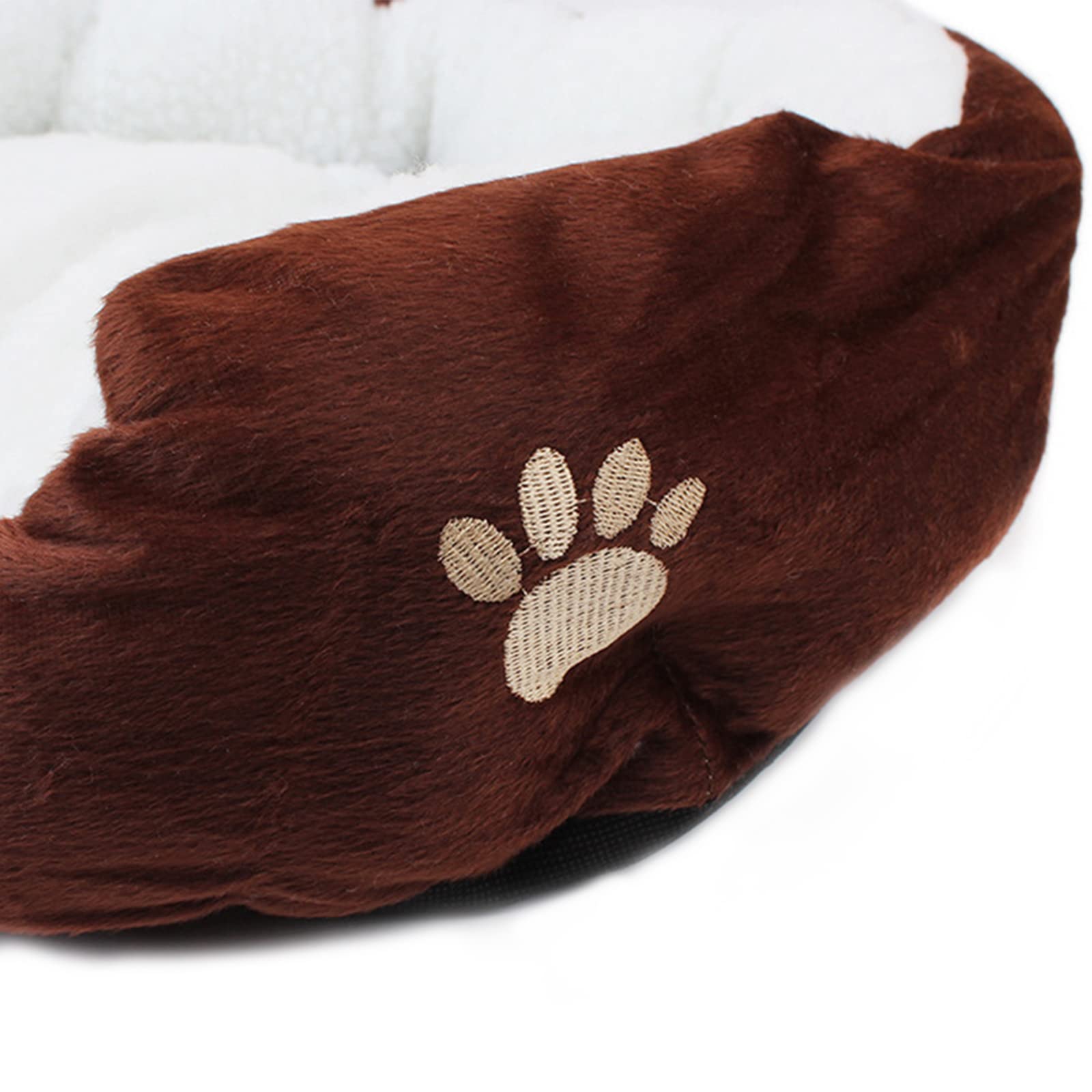 Washable Round Plush Pet Bed for Small Dogs & Cats - Soft Warm Anti-Slip Indoor Dog Bed & Cat Kennel Nest - Perfect for Living Room, Bedroom or Crate (Brown)