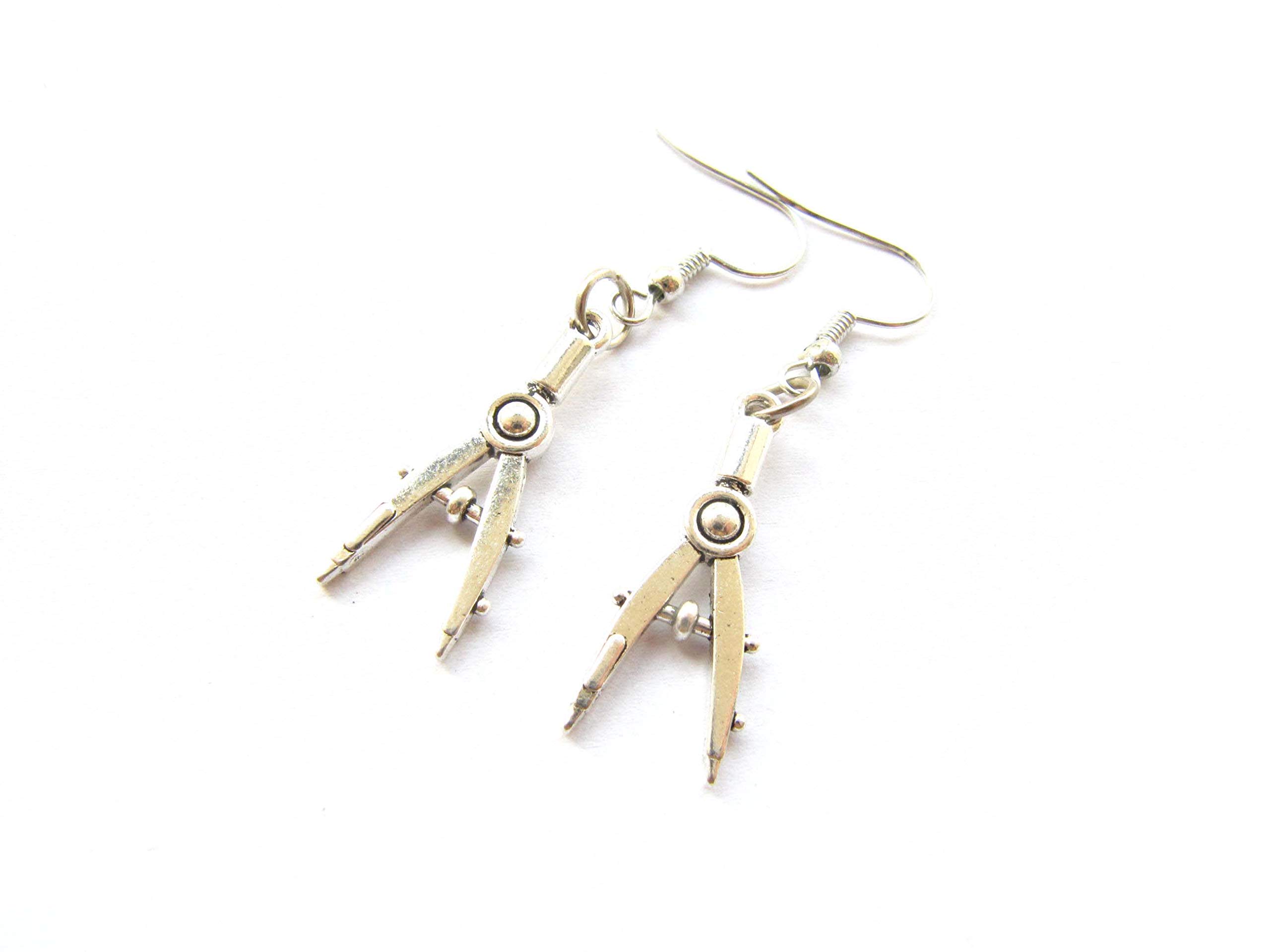 Creative Funny Dangle Earrings - Hollow Out Compass Ruler Set Square Drop Earrings Punk Jewelry for Women | Perfect for Punk Fashion, Cosplay & Everyday Wear