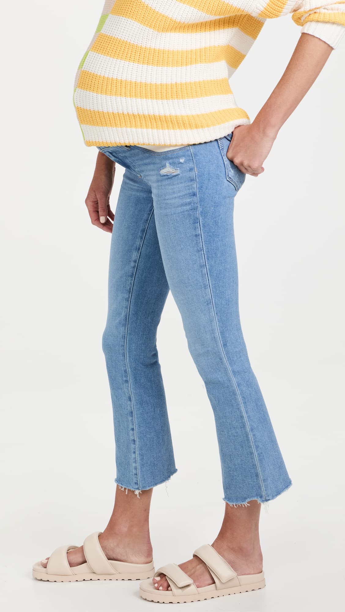 PAIGE Women's Maternity Colette Crop Flare Jeans - Stretch Denim Pants for Pregnancy Comfort | Perfect for Casual Outings & Maternity Photos