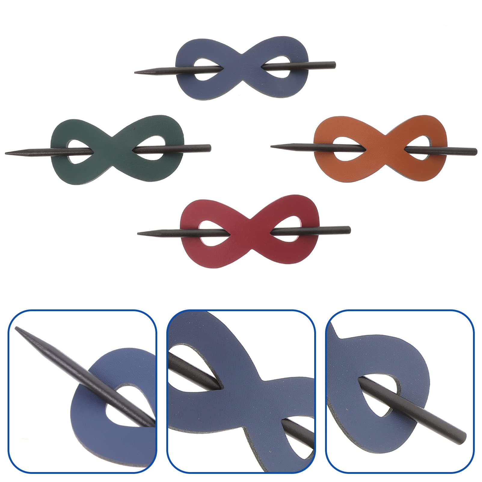 4pcs Leather Hair Clips for Women - French Barrette Hair Accessories, Oval Shape PU Leather Slide Barrettes - Perfect for Weddings, Parties & Everyday Styling