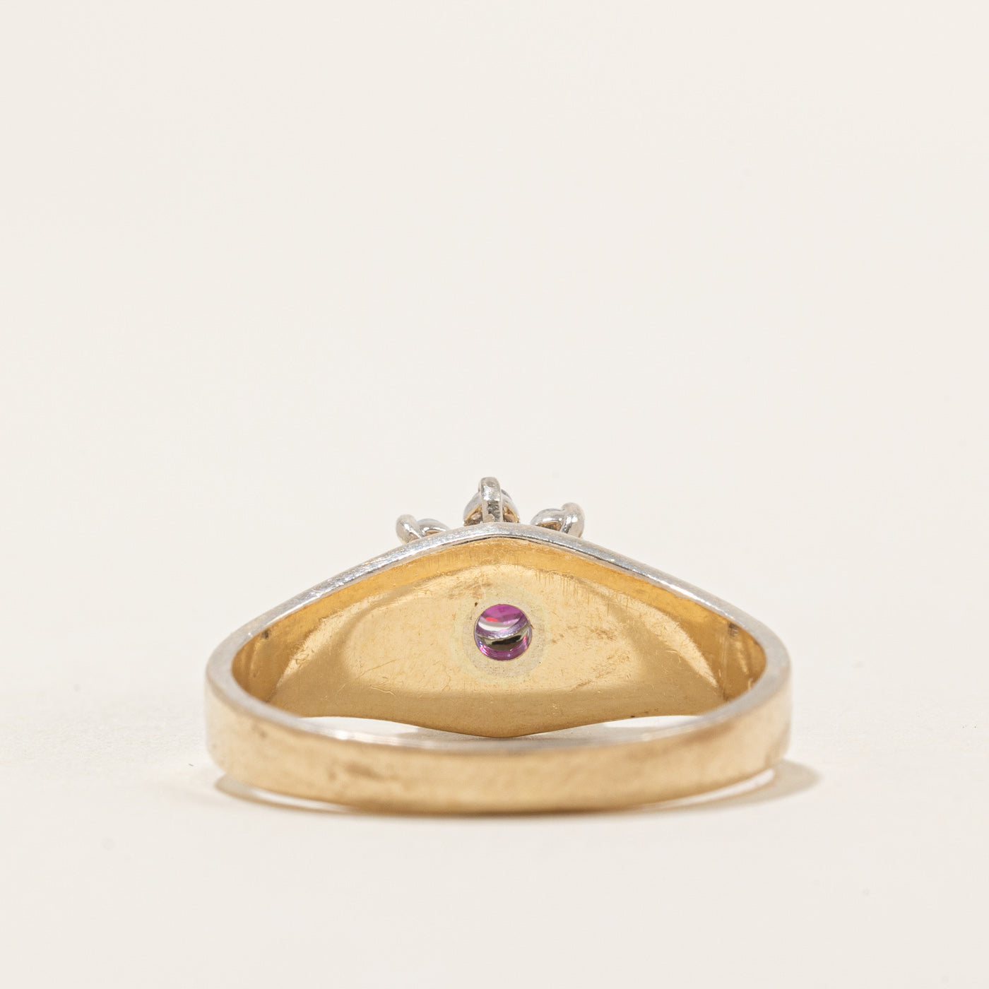Exquisite Ruby & Diamond Petal Tapered Ring | 0.20ct Ruby & 0.16ctw Diamonds | Size 7.75 | Elegant Wedding, Anniversary & Valentine's Day Gift for Her