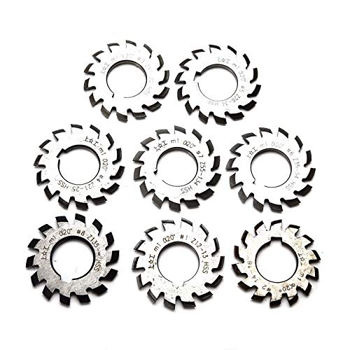 8-Piece HSS M1 PA20 20° Involute Gear Cutter Set #1-8 - High Speed Steel Milling Machine Tool Kit for DIY, Industrial & Automotive Gear Cutting Projects