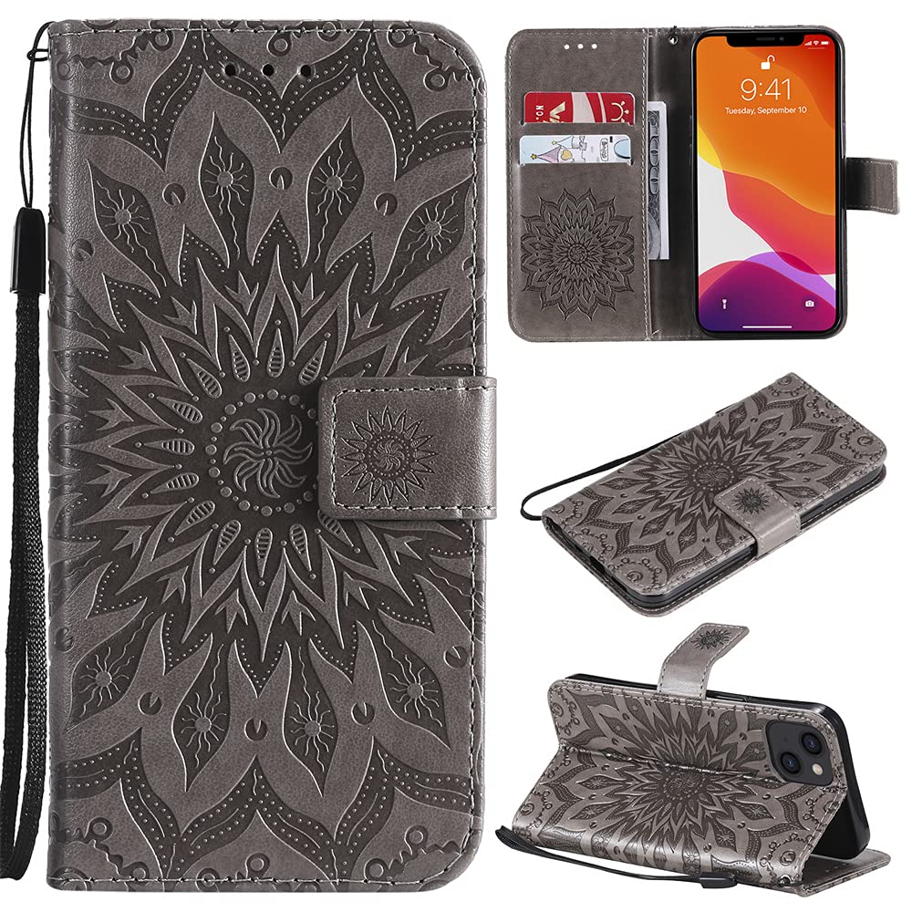 Premium PU Leather Magnetic Wallet Phone Case for iPhone 13 (6.1