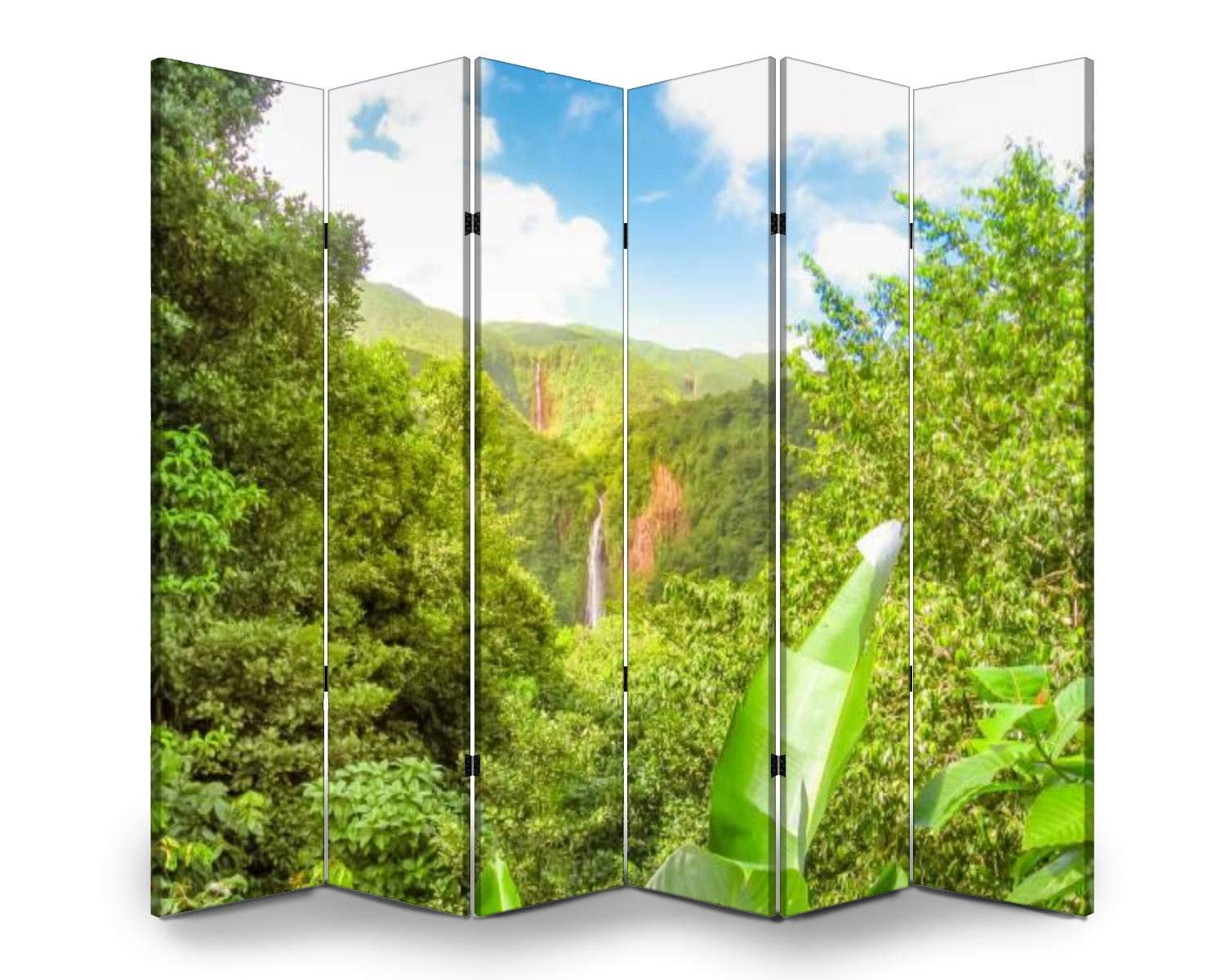 APED DECOR 6-Panel Wooden Room Divider - Caribbean Waterfall Folding Privacy Screen with Canvas Panels, Dual-Sided Design for Home & Office - Perfect for Living Room Partition, Bedroom Privacy, and Indoor Decoration
