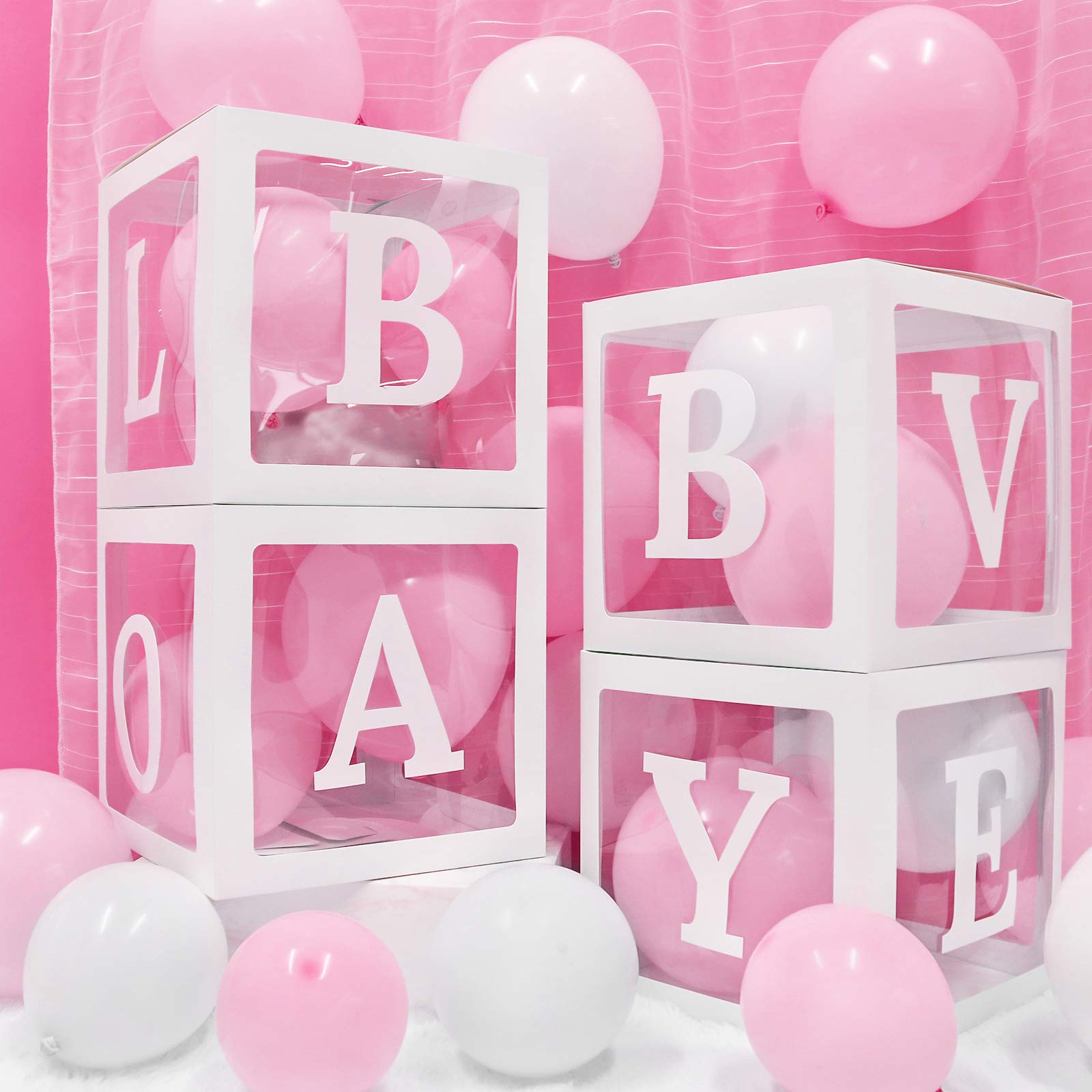 68 Pcs Bunny Chorus Baby Shower Decorations Set - 4 Balloon Boxes, 16 Letters & 48 Colorful Balloons for Gender Reveal, Birthday Party - Perfect for Boy/Girl Baby Showers & Nursery Decorations