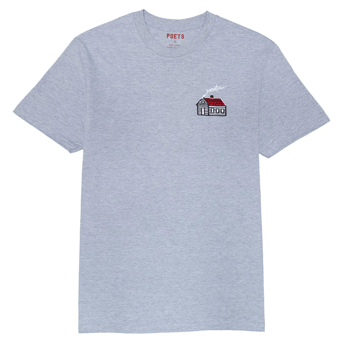 Poets Home Embroidered T-Shirt for Women - Soft Heather Grey Cotton Tee with Stylish Embroidery | Casual Wear, Everyday Outfits & Weekend Fashion
