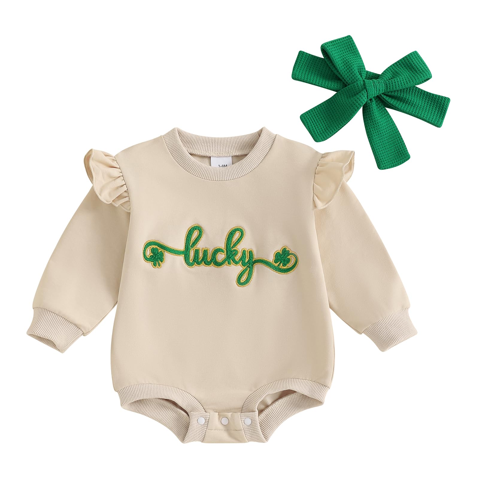Baby Girl Valentine's Day Heart Print Bubble Romper & Sweatshirt Onesie - Cute Newborn Outfit for Valentine's Day, Photo Shoots & Special Occasions