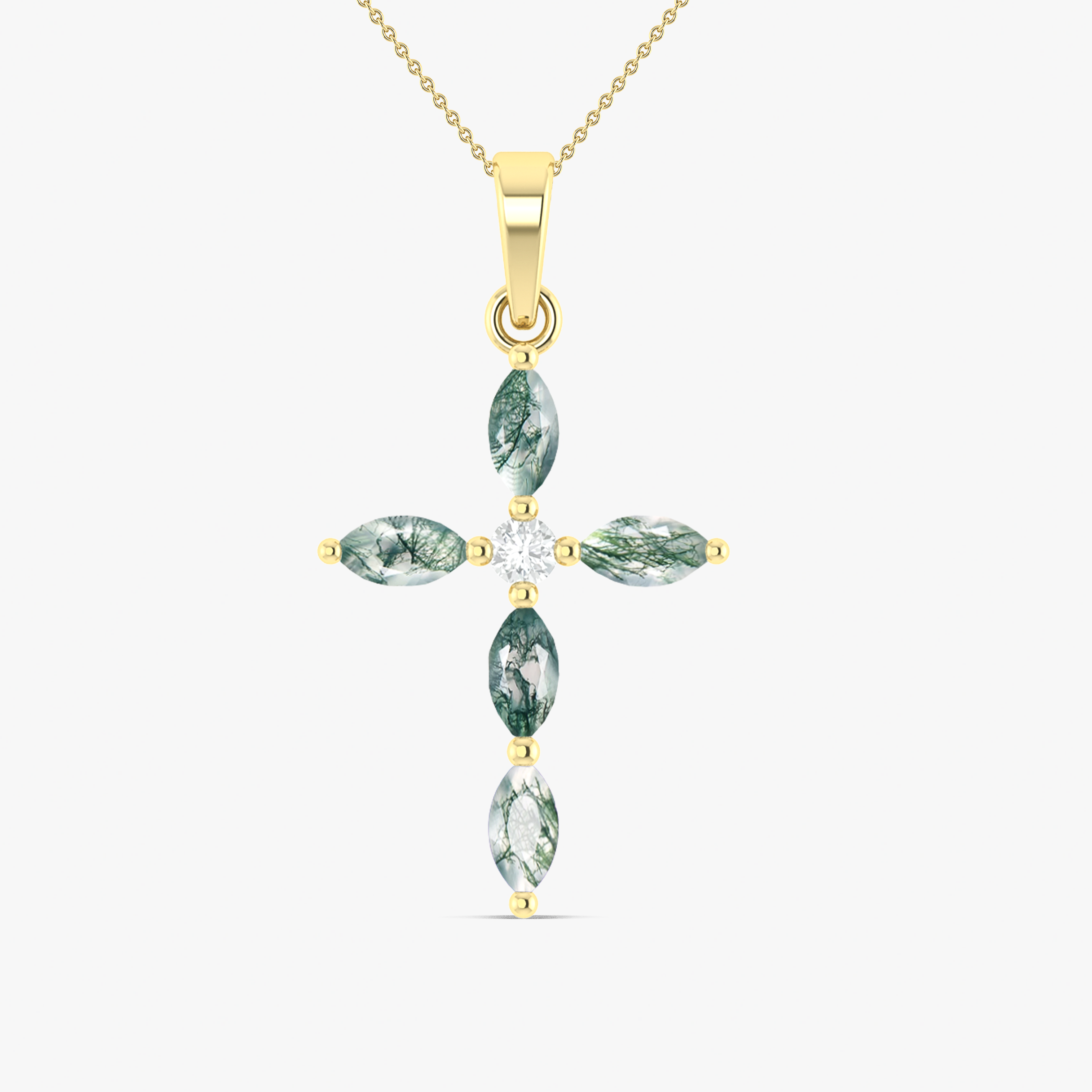 Natural Moss Agate Marquise Pendant Necklace - Healing Crystal Jewelry for Women, Elegant Dainty Necklace for Everyday Wear, Gift for Her, Spiritual Protection & Positive Energy